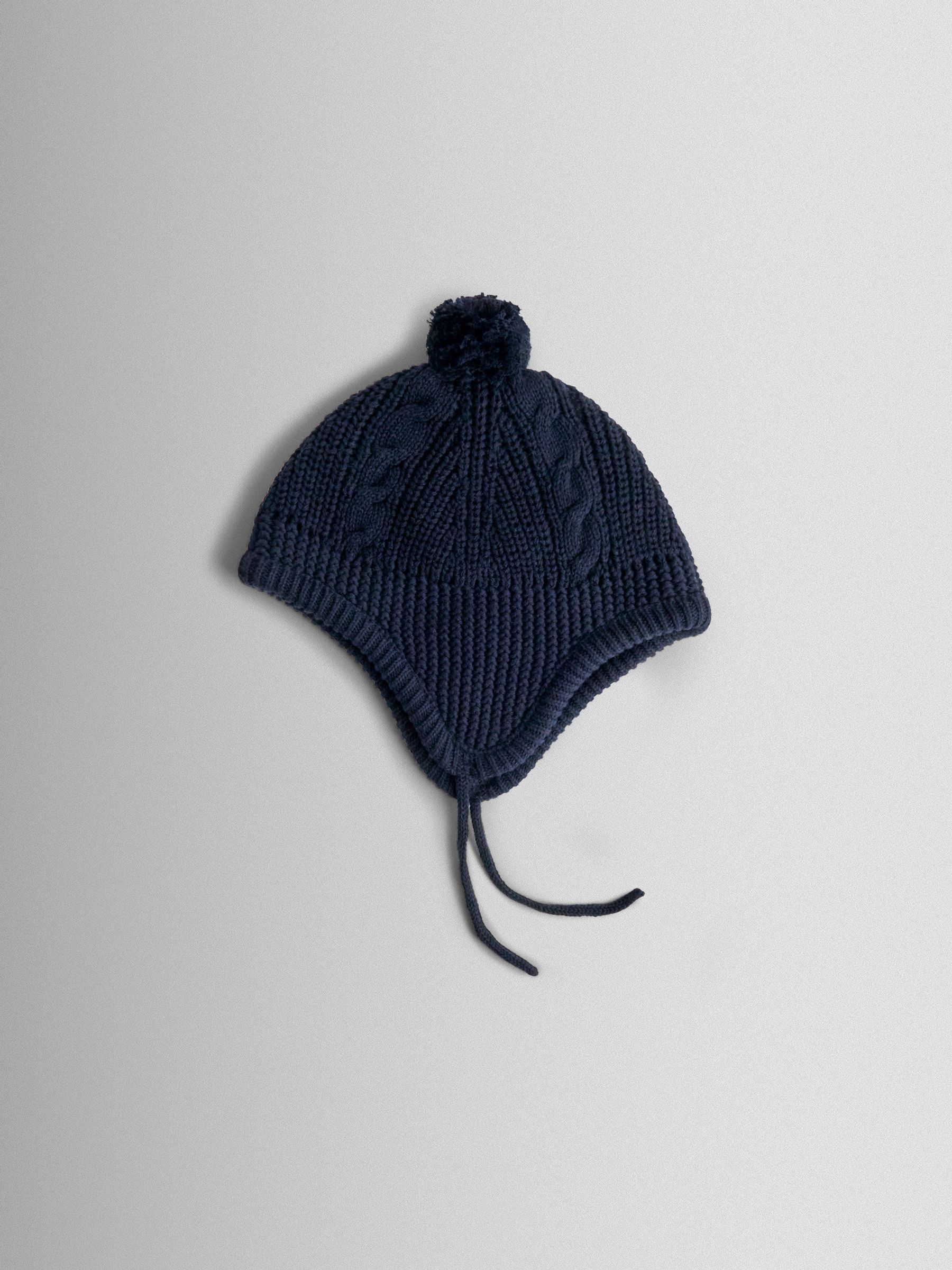 Navy Cosy Pom Pom Rib Hat - Image 3 of 3