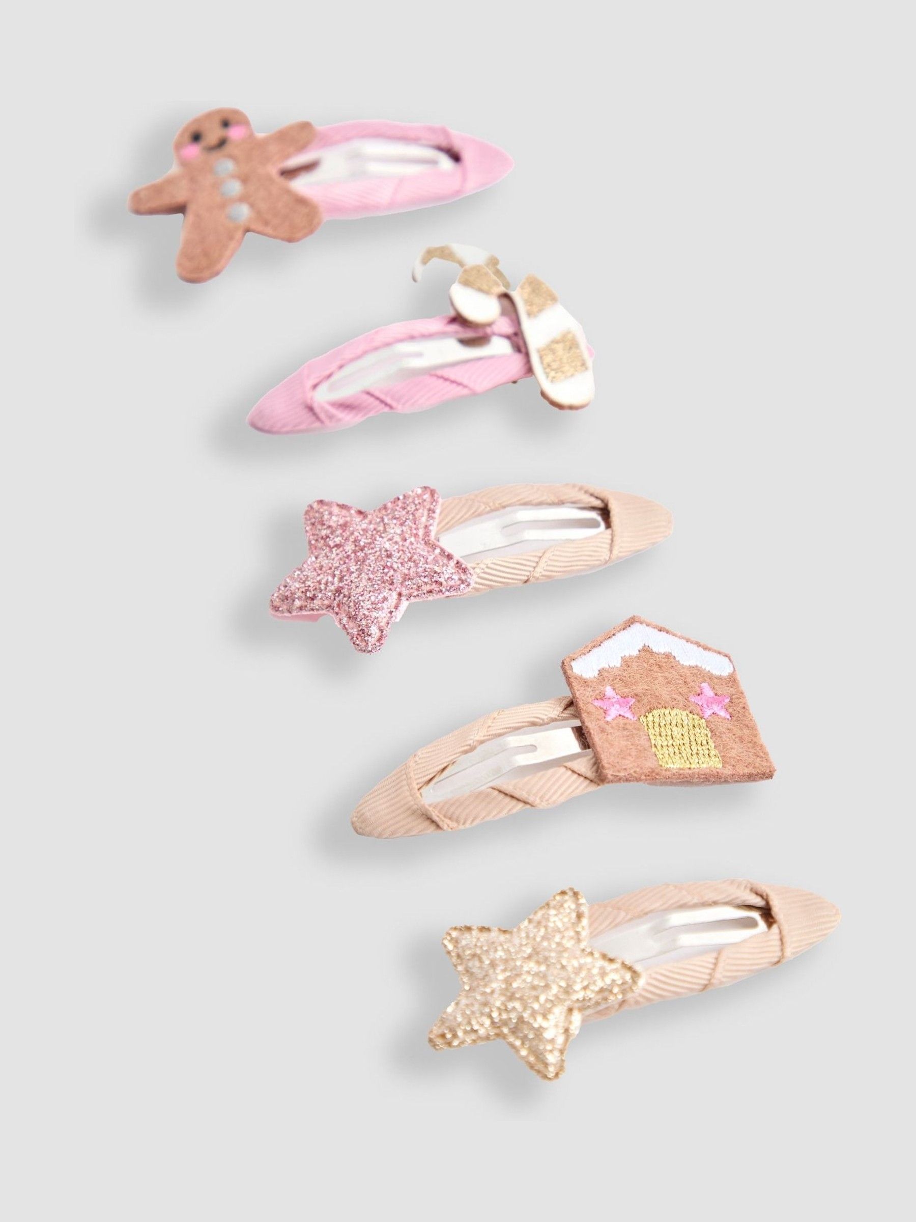 Pink 5-Pack Festive Embroidered Clips - Image 2 of 3