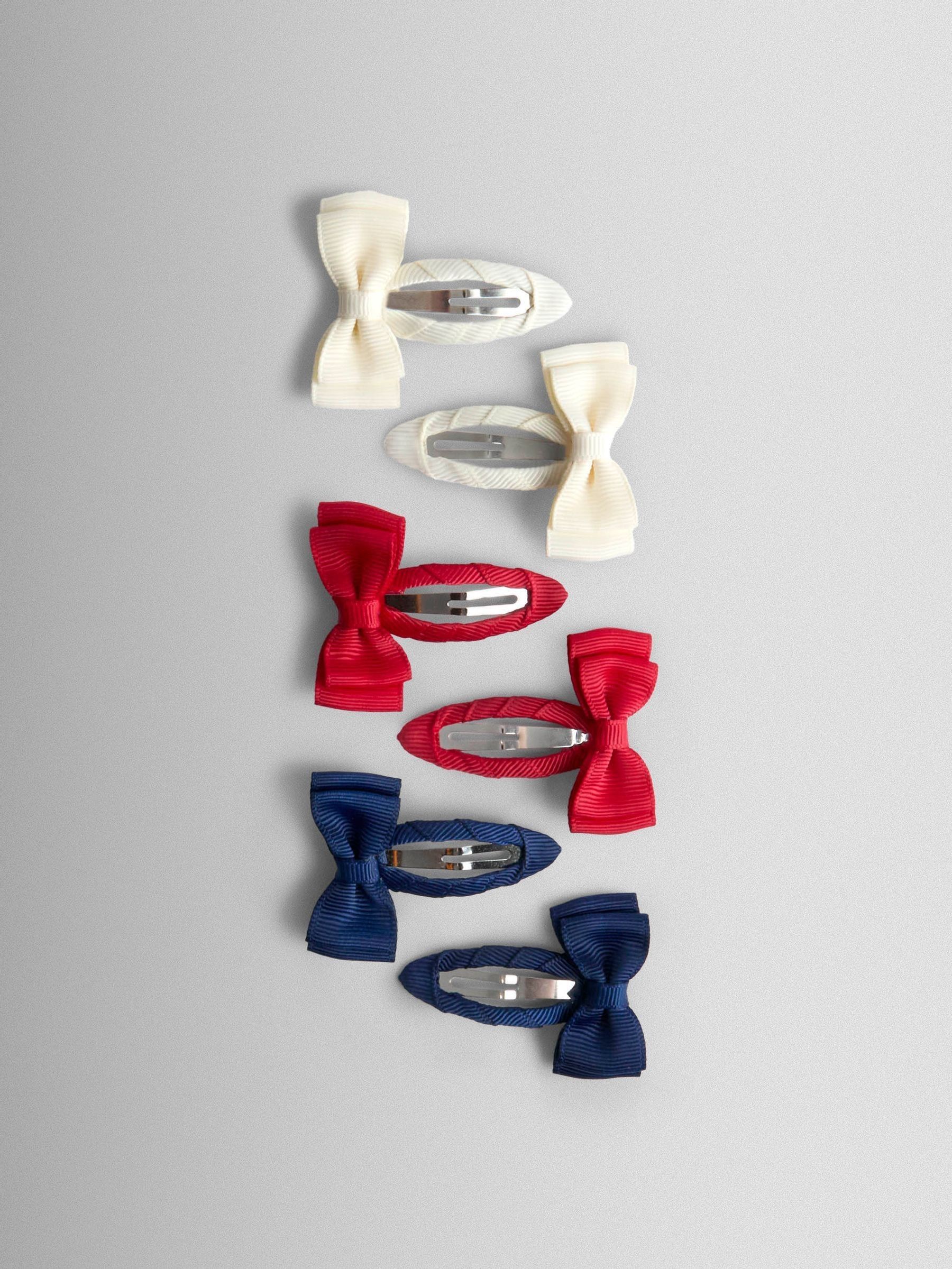 Red 6-Pack Grosgrain Bow Clips - Image 2 of 3