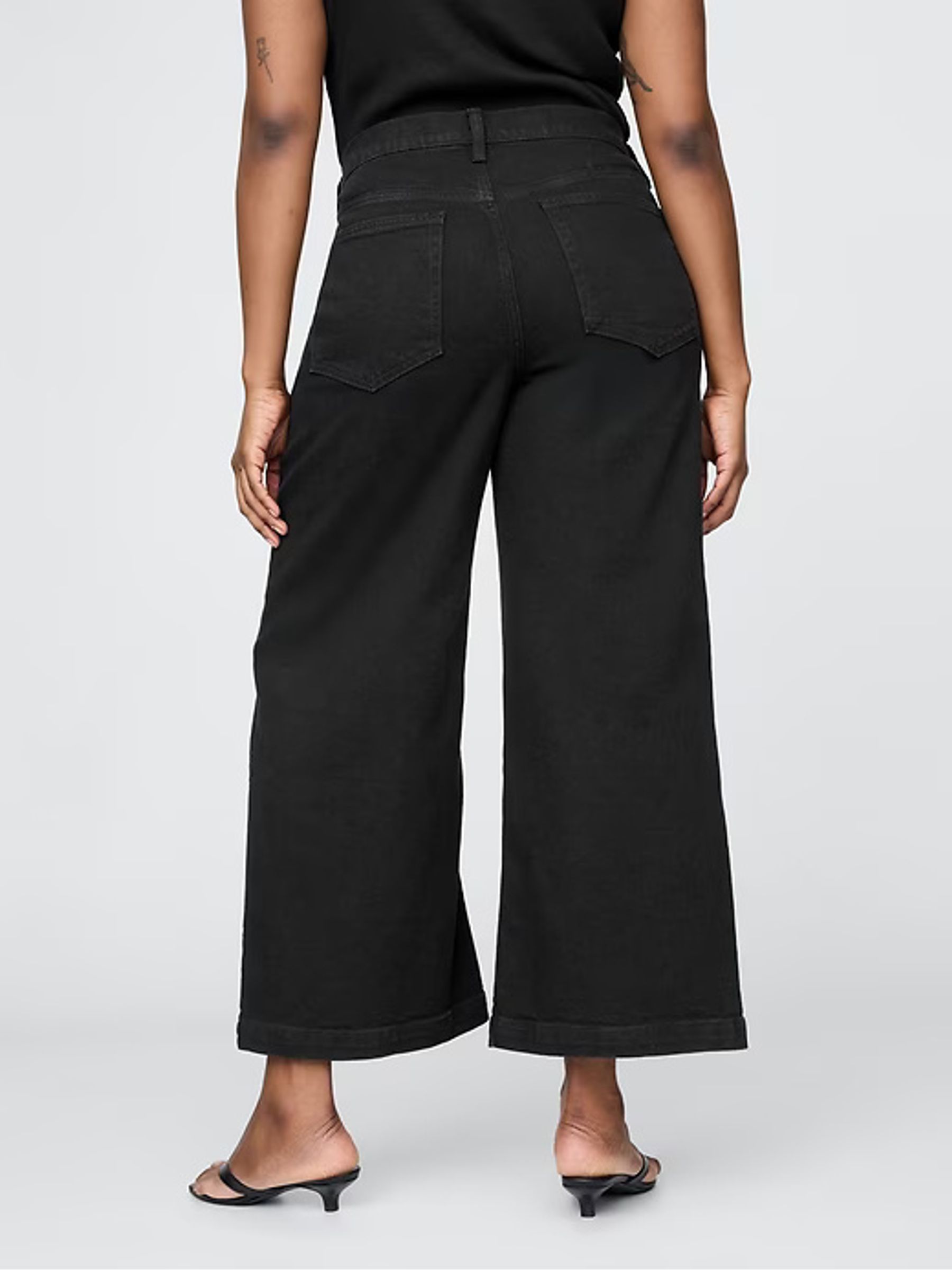 Black High Waisted Stride Wide-Leg Ankle Jeans - Image 6 of 6