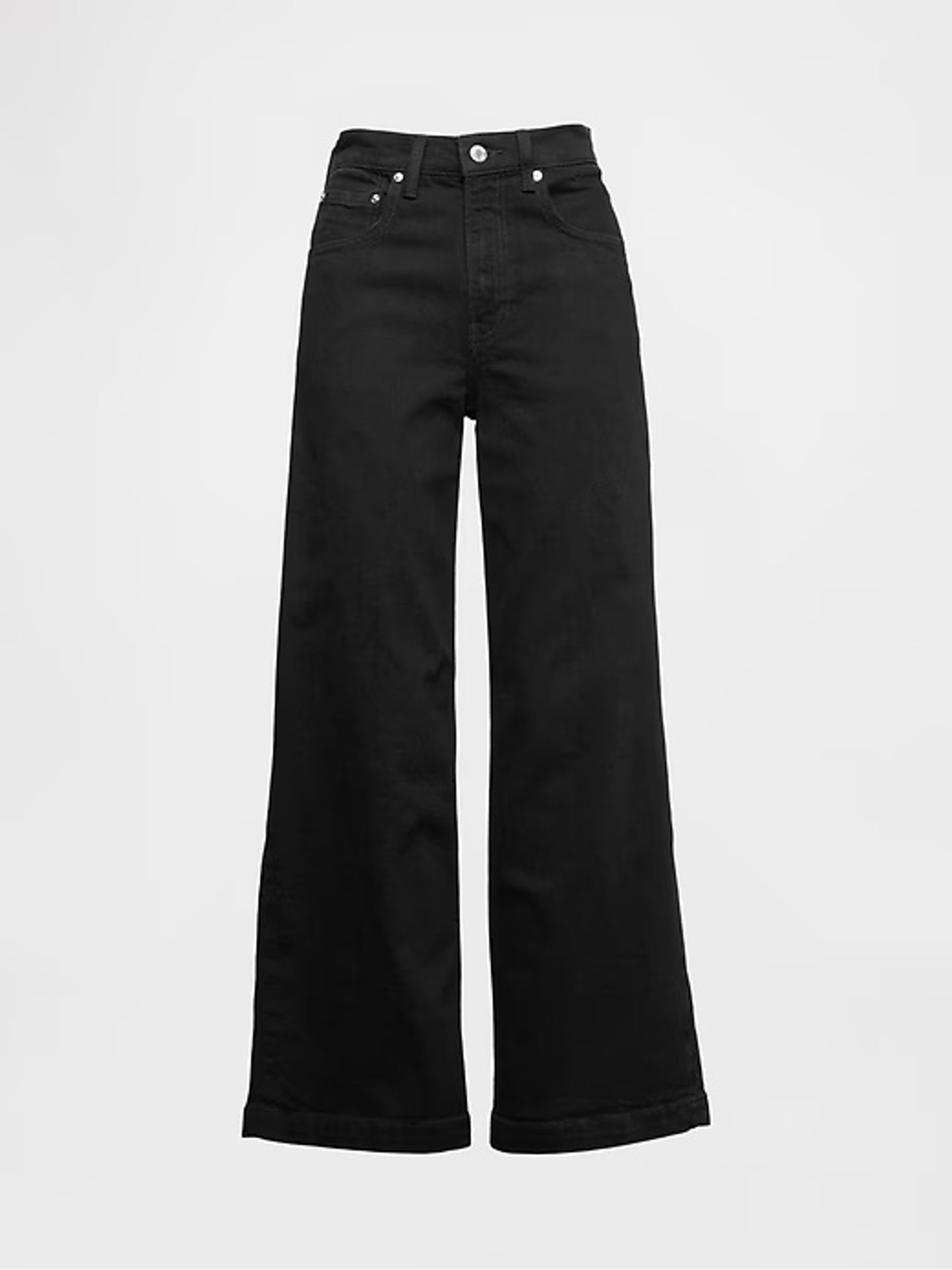 Black High Waisted Stride Wide-Leg Ankle Jeans - Image 7 of 8