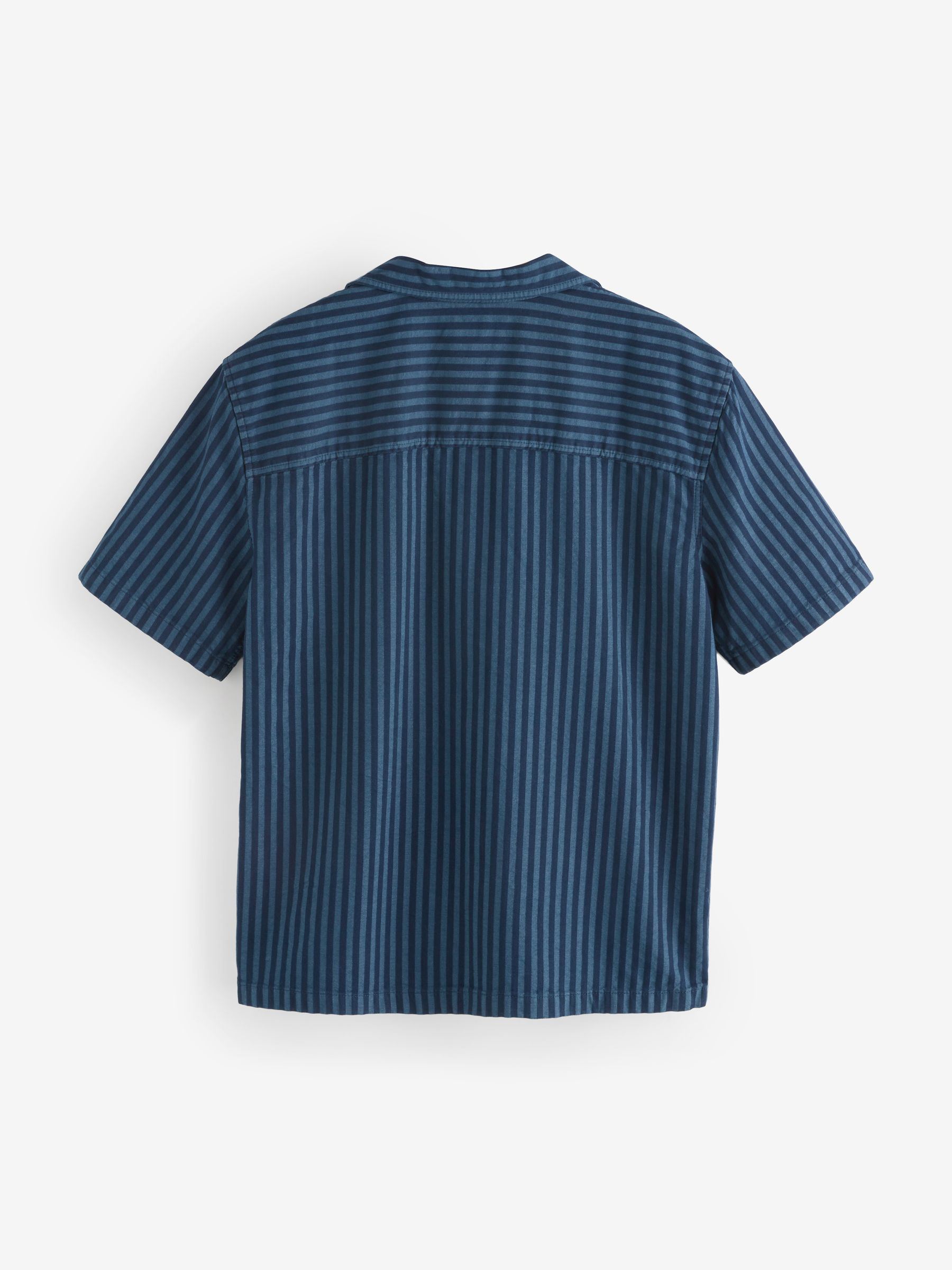 Blue/Navy Stripe Short Sleeve Stripe Denim Shirt - Image 2 of 5