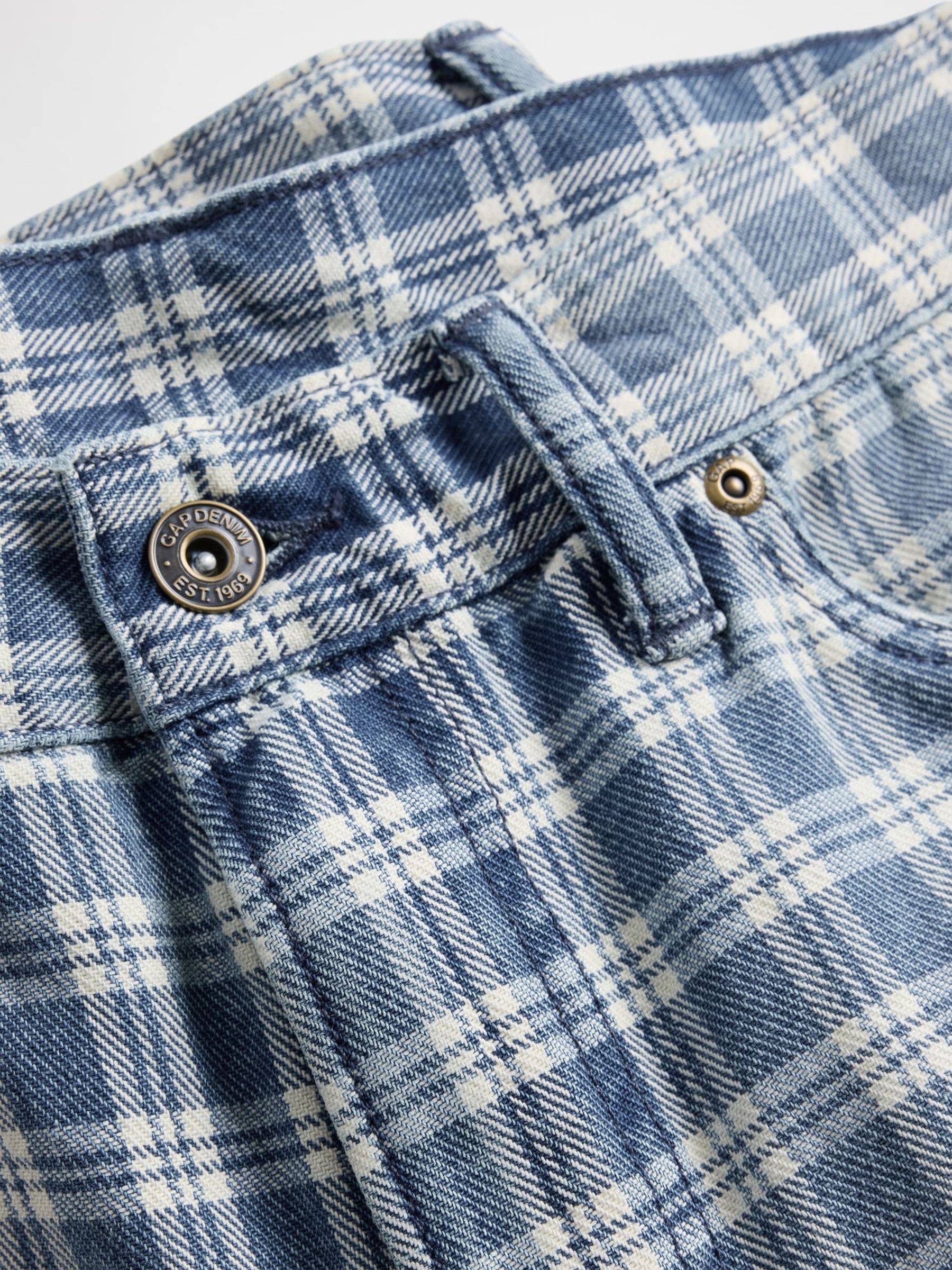 Blue 90s Loose Denim Check Shorts - Image 5 of 5