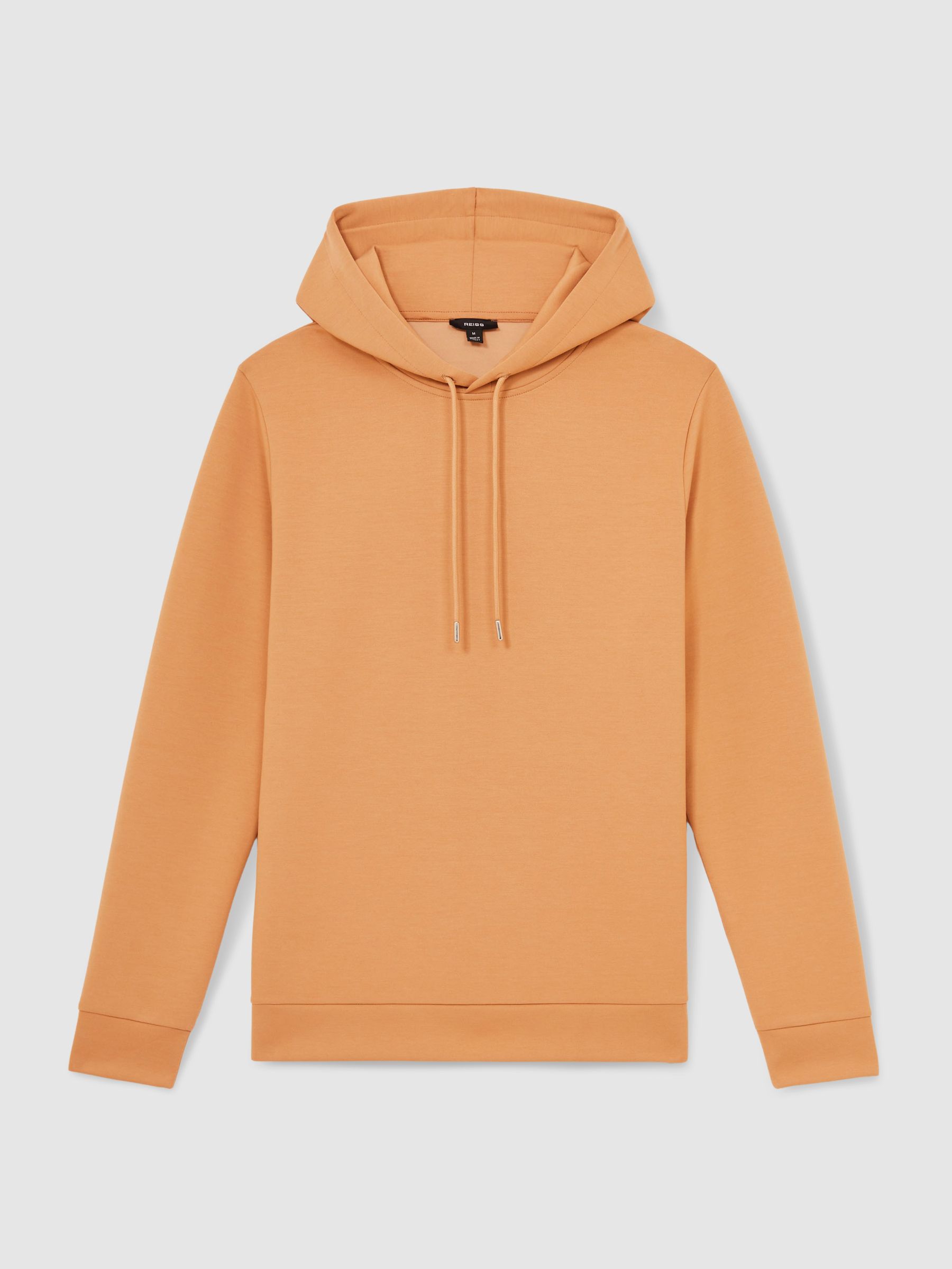 Interlock Jersey Drawstring Hoodie in Light Camel Brown - Image 2 of 7