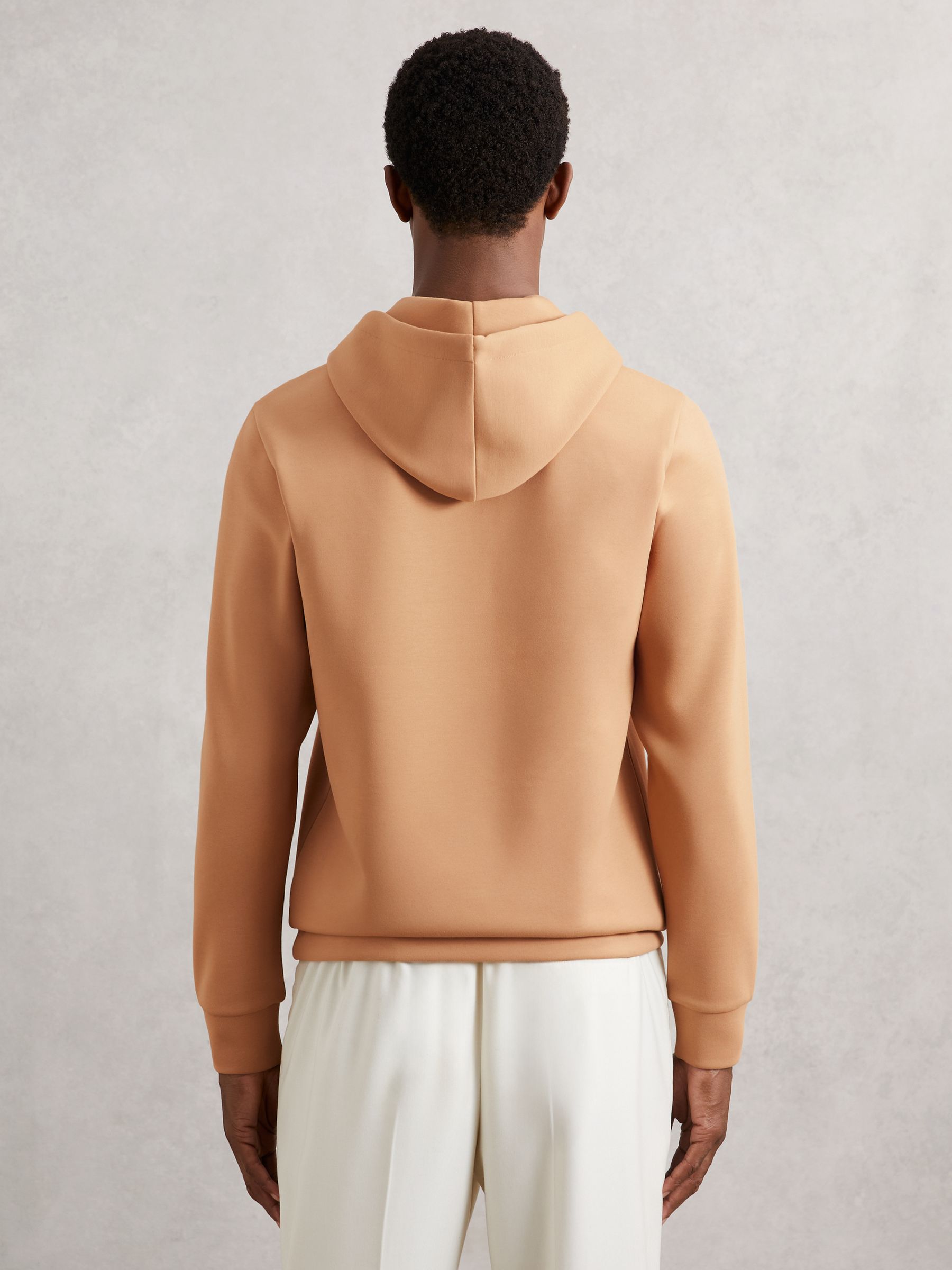 Interlock Jersey Drawstring Hoodie in Light Camel Brown - image 5