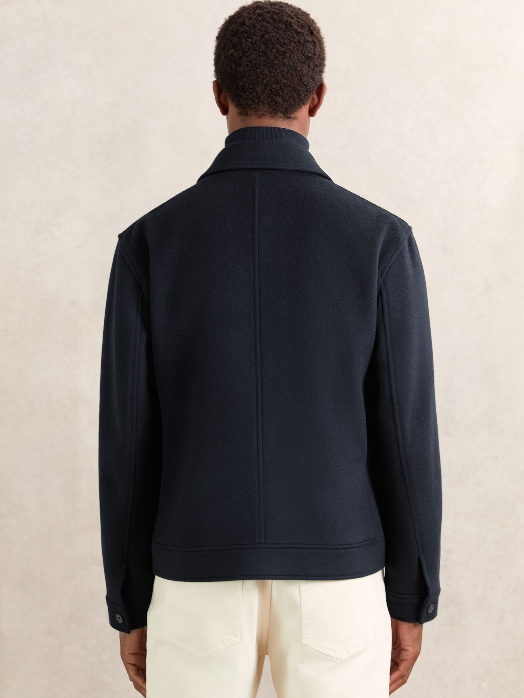 Wool Blend Twin Pocket Zipped Jacket in Navy - image 4