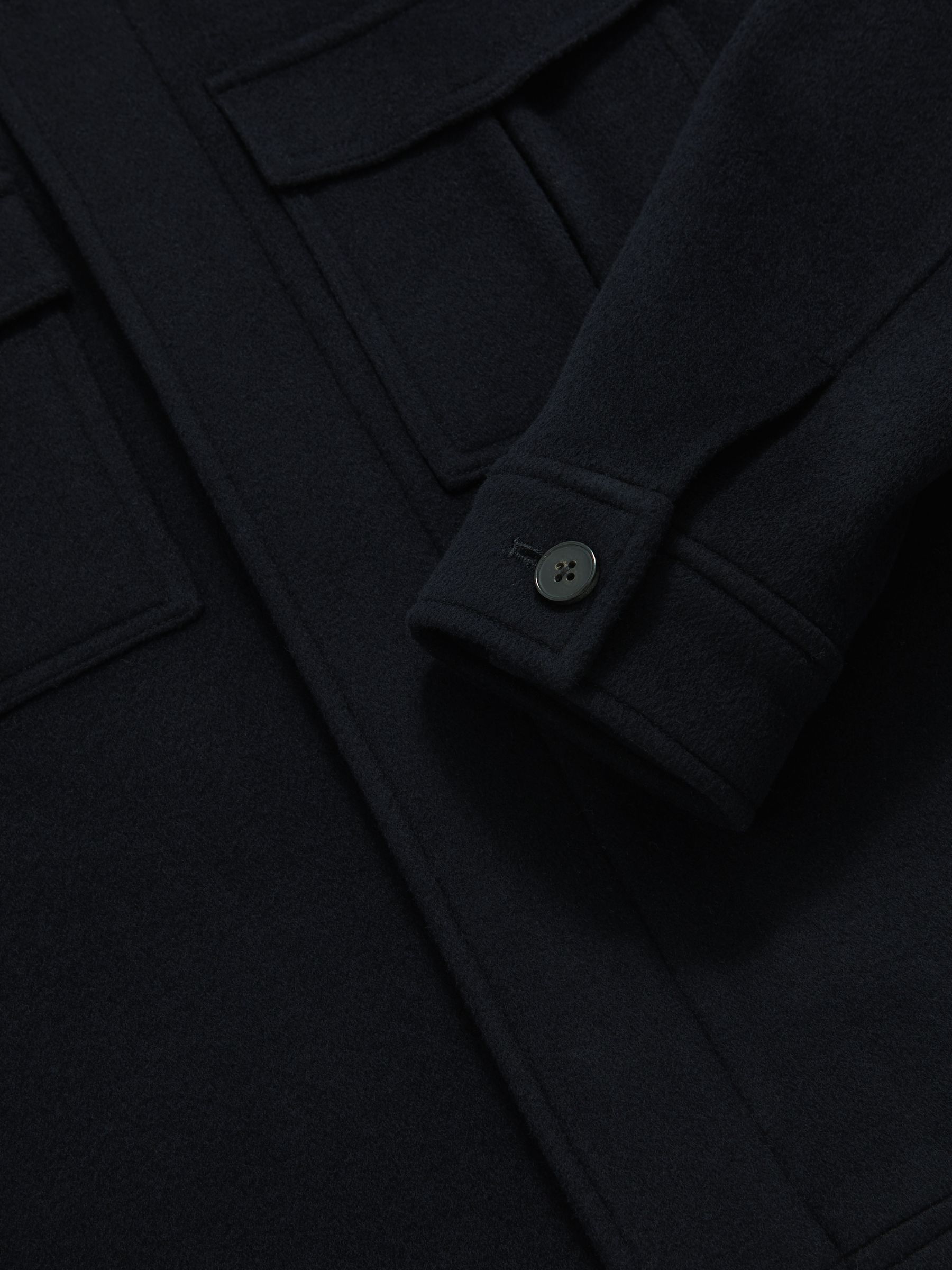 Wool Blend Twin Pocket Zipped Jacket in Navy - image 3