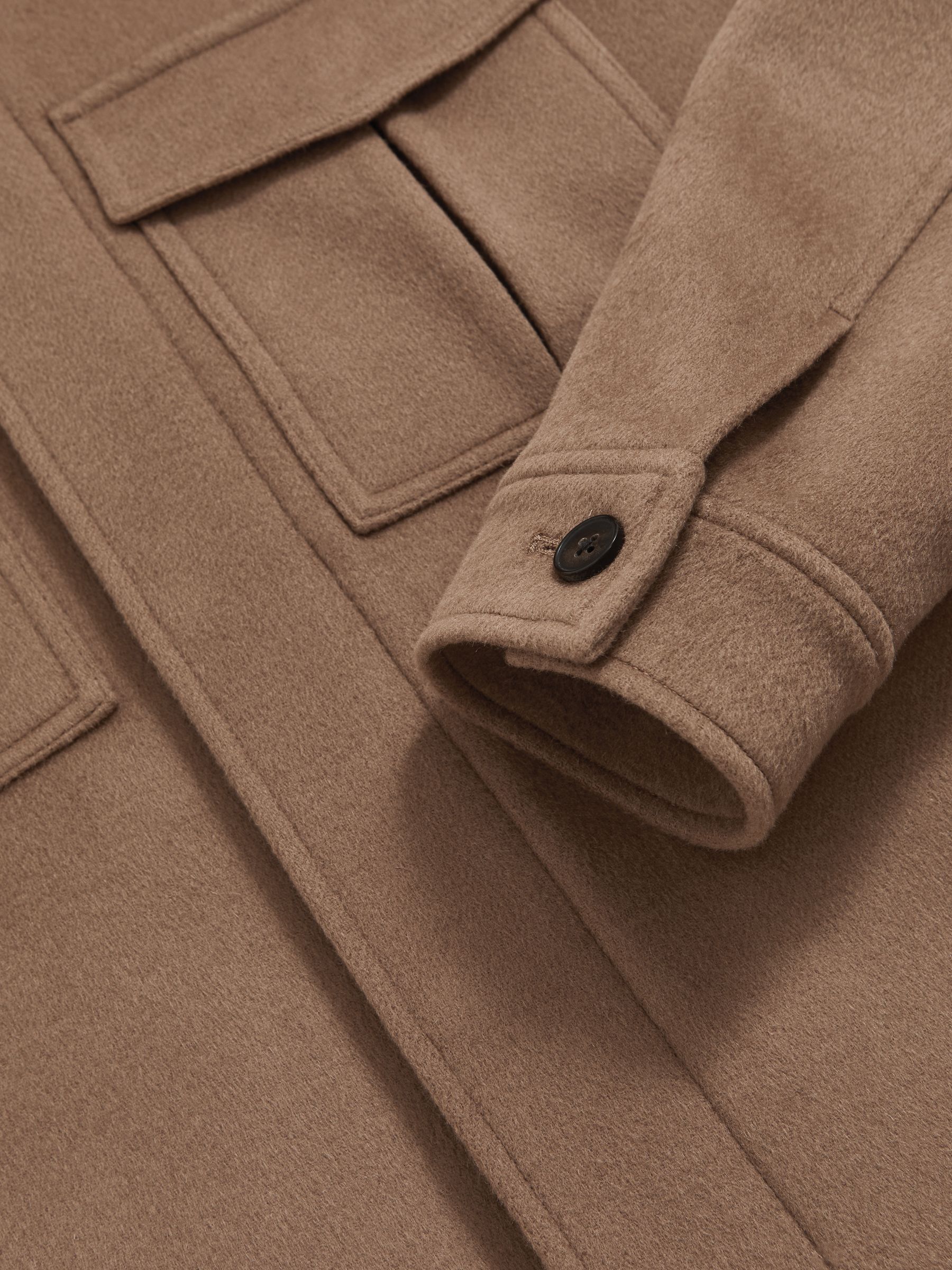 Wool Blend Twin Pocket Zipped Jacket in Dark Brown - image 4
