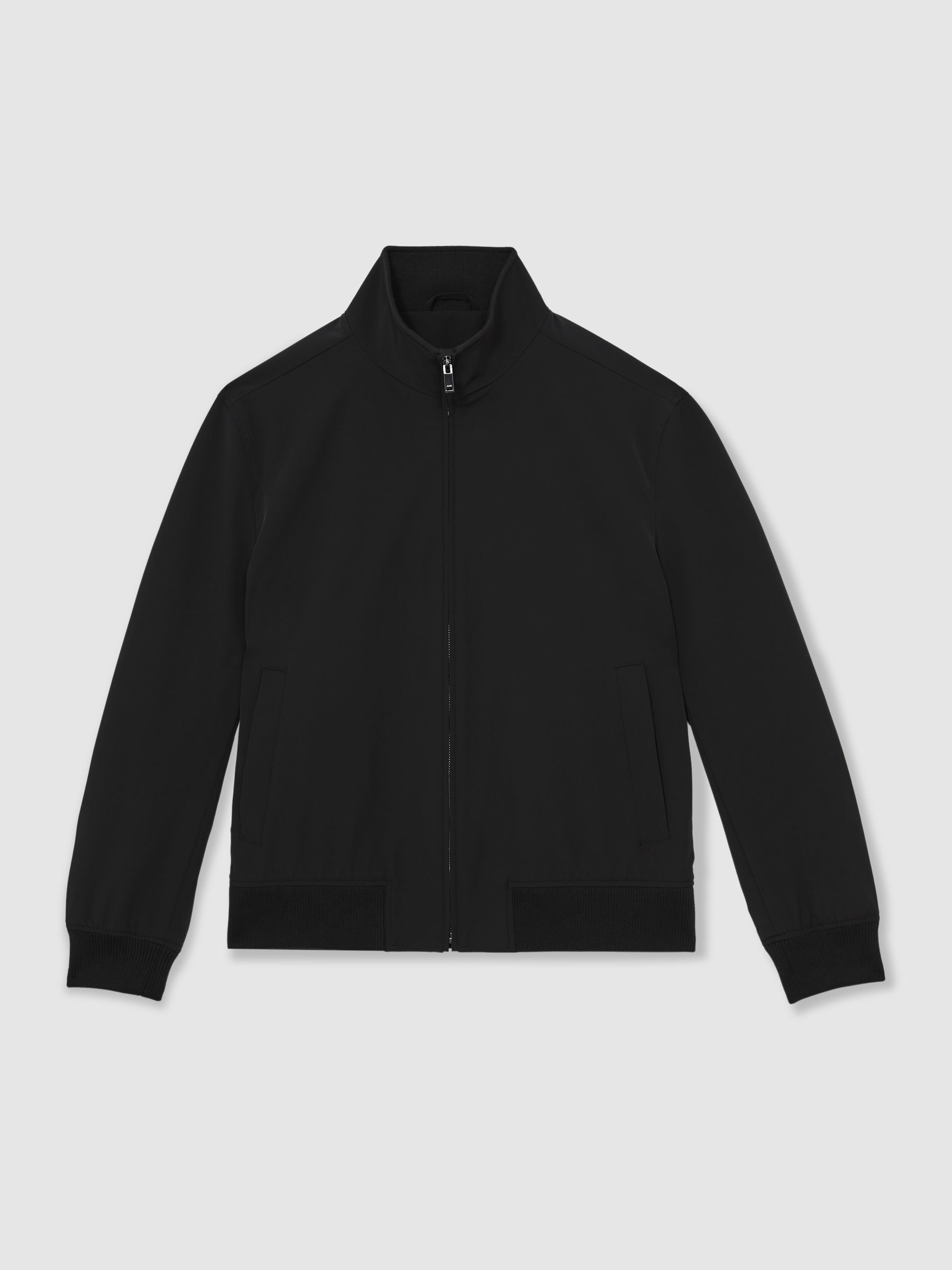 Funnel-Neck Technical Jacket in Black - Image 2 of 5