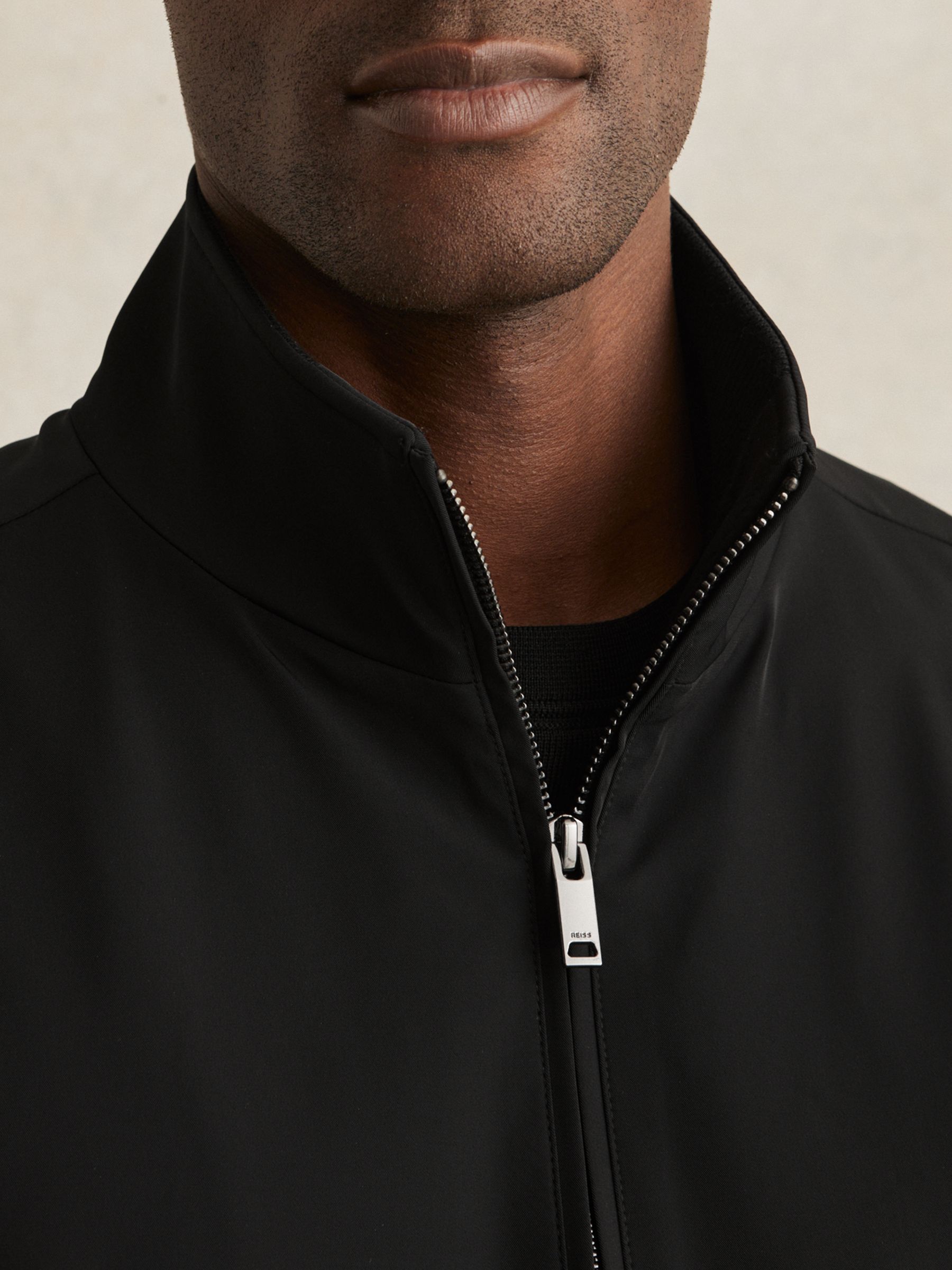 Funnel-Neck Technical Jacket in Black - Image 3 of 5