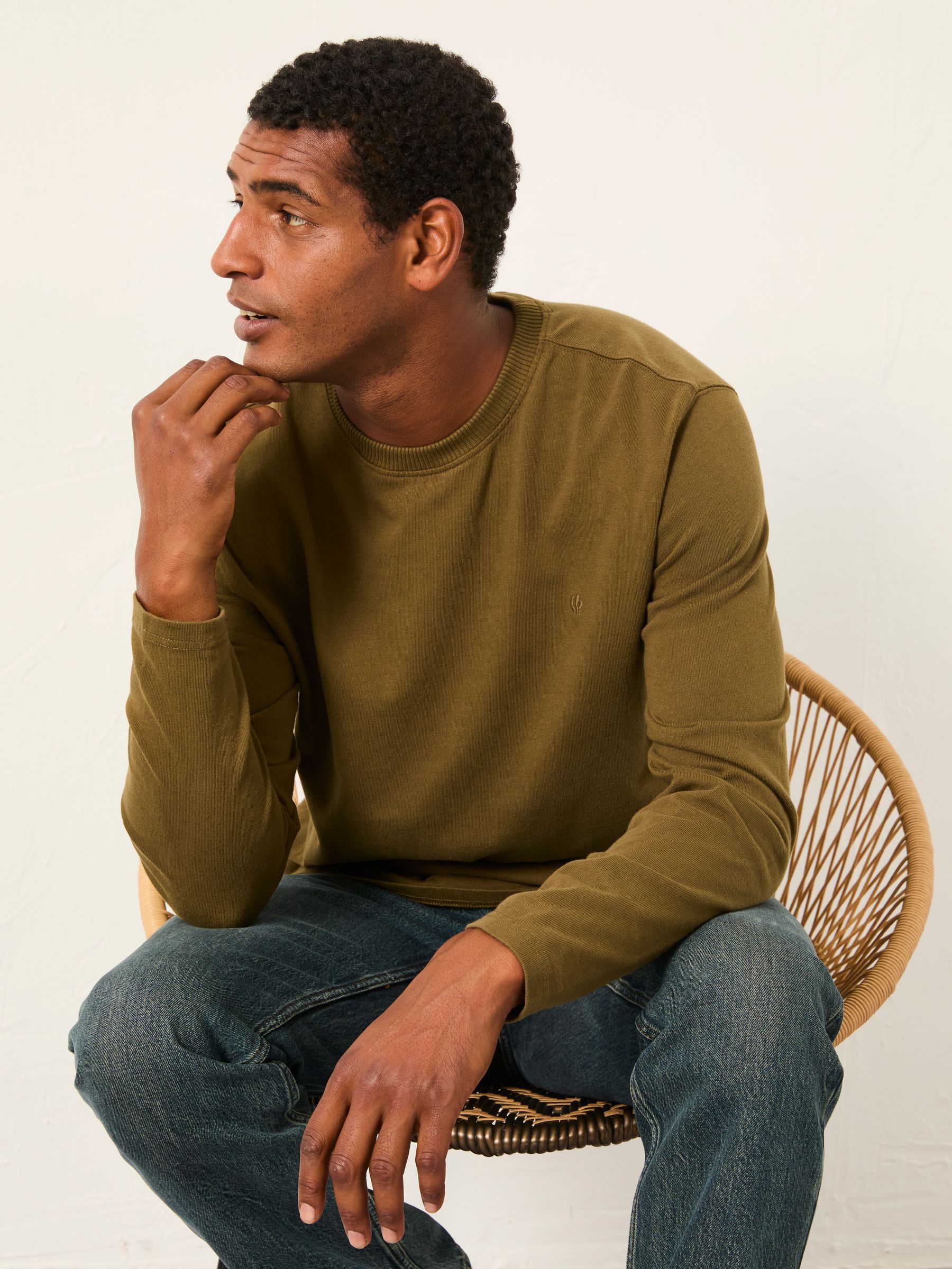 Alton Khaki Green Long Sleeve Heavyweight Relaxed Fit Tshirt - Image 5 of 6