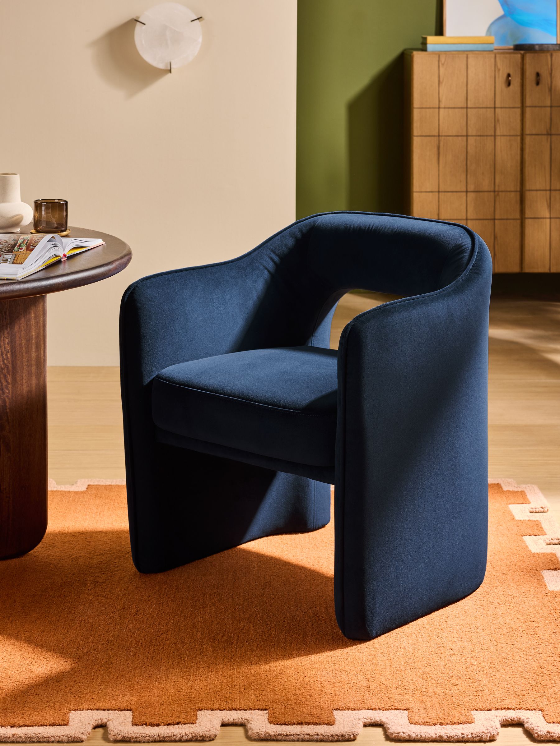 Sariah Dining Chair in Velvet Navy - Image 1 of 5
