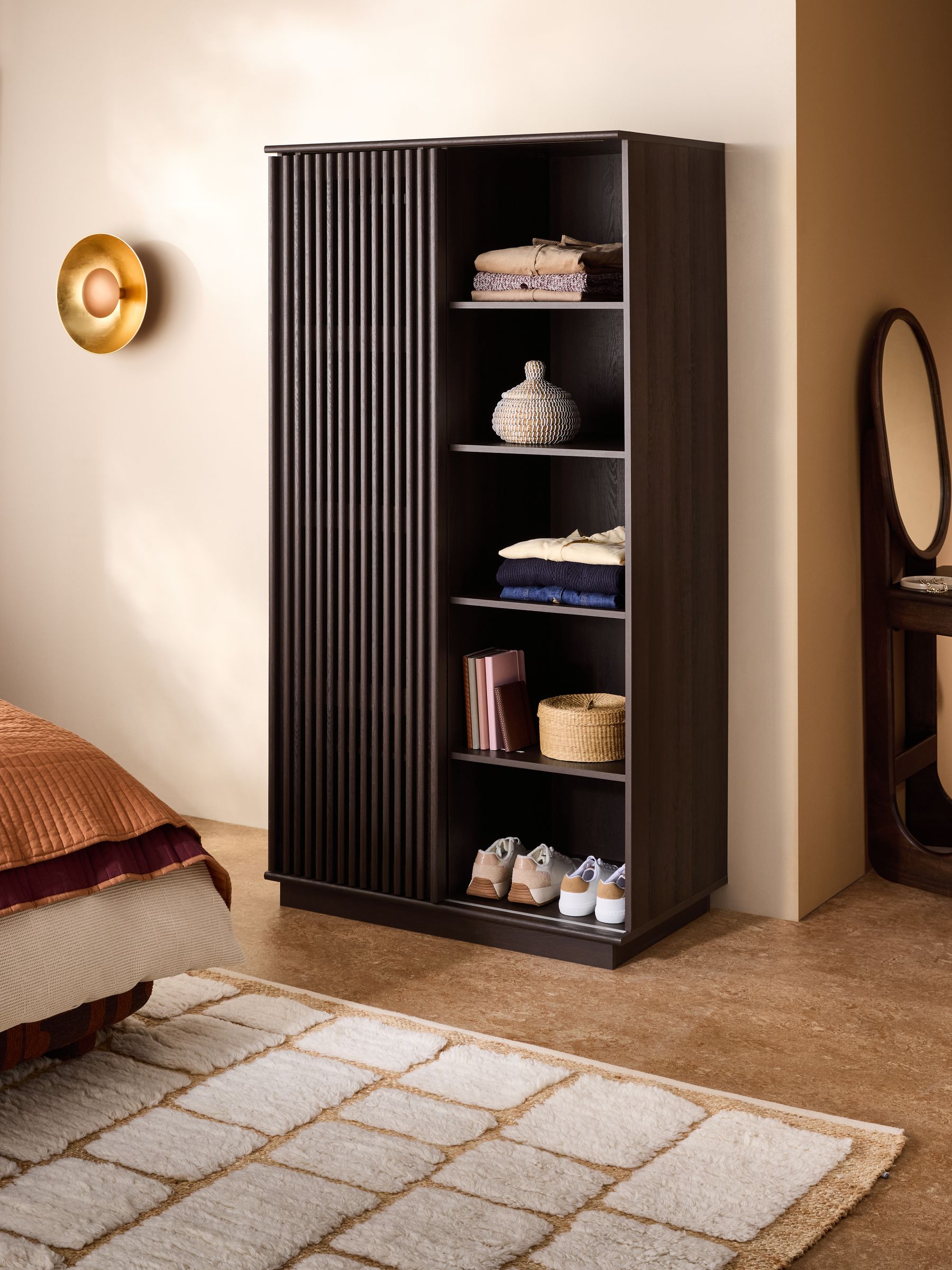 Tulma Sliding Double Wardrobe in Dark Wood Effect - Image 1 of 6