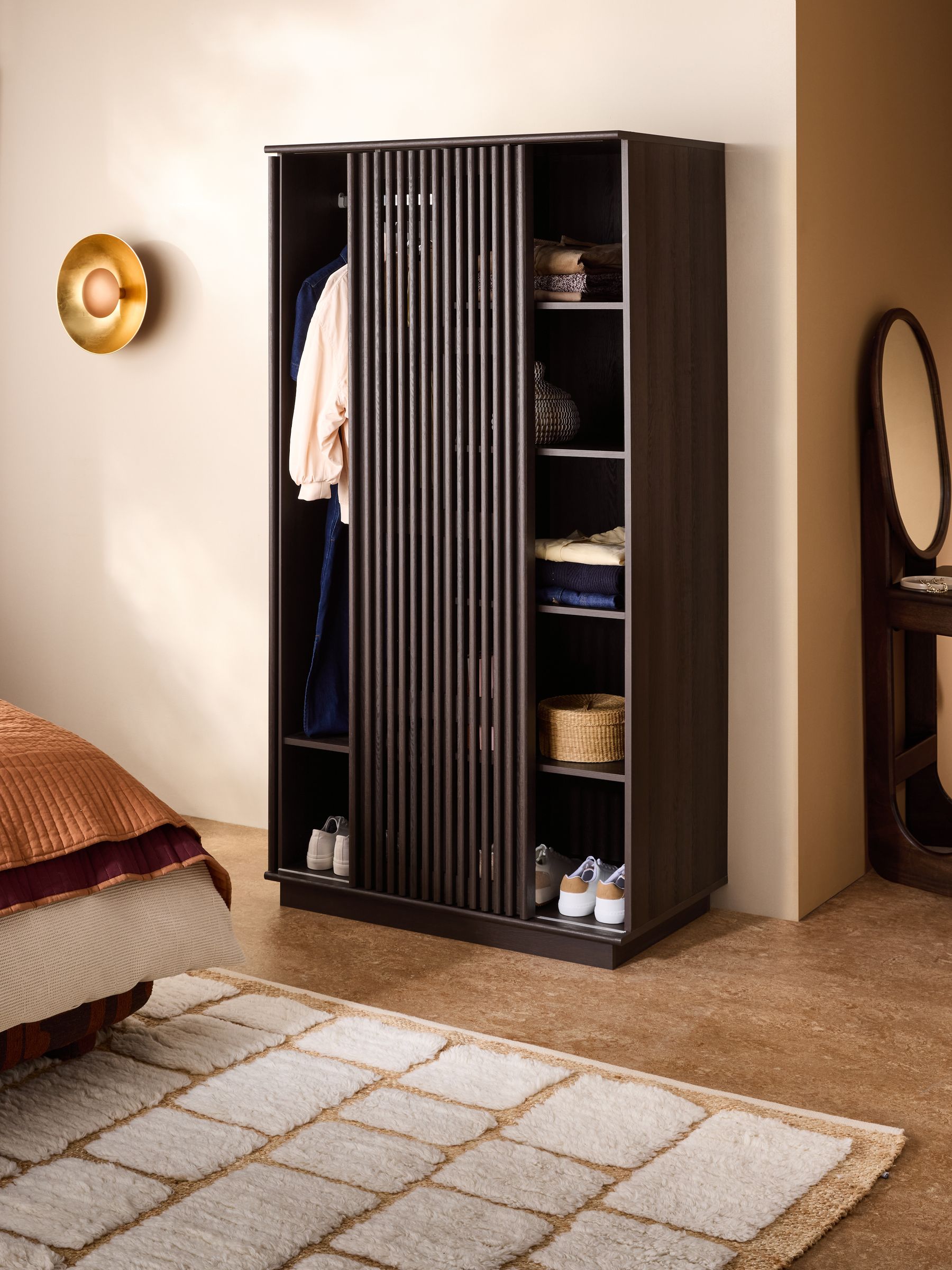 Tulma Sliding Double Wardrobe in Dark Wood Effect - Image 2 of 6