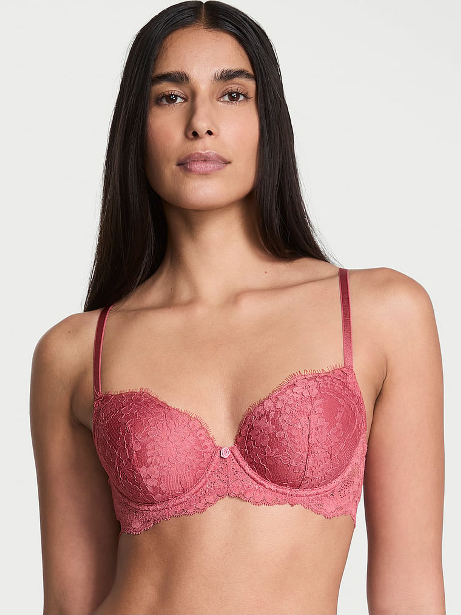 Seductive Rose Pink Lightly Lined Demi Lace Bra - Image 1 of 3