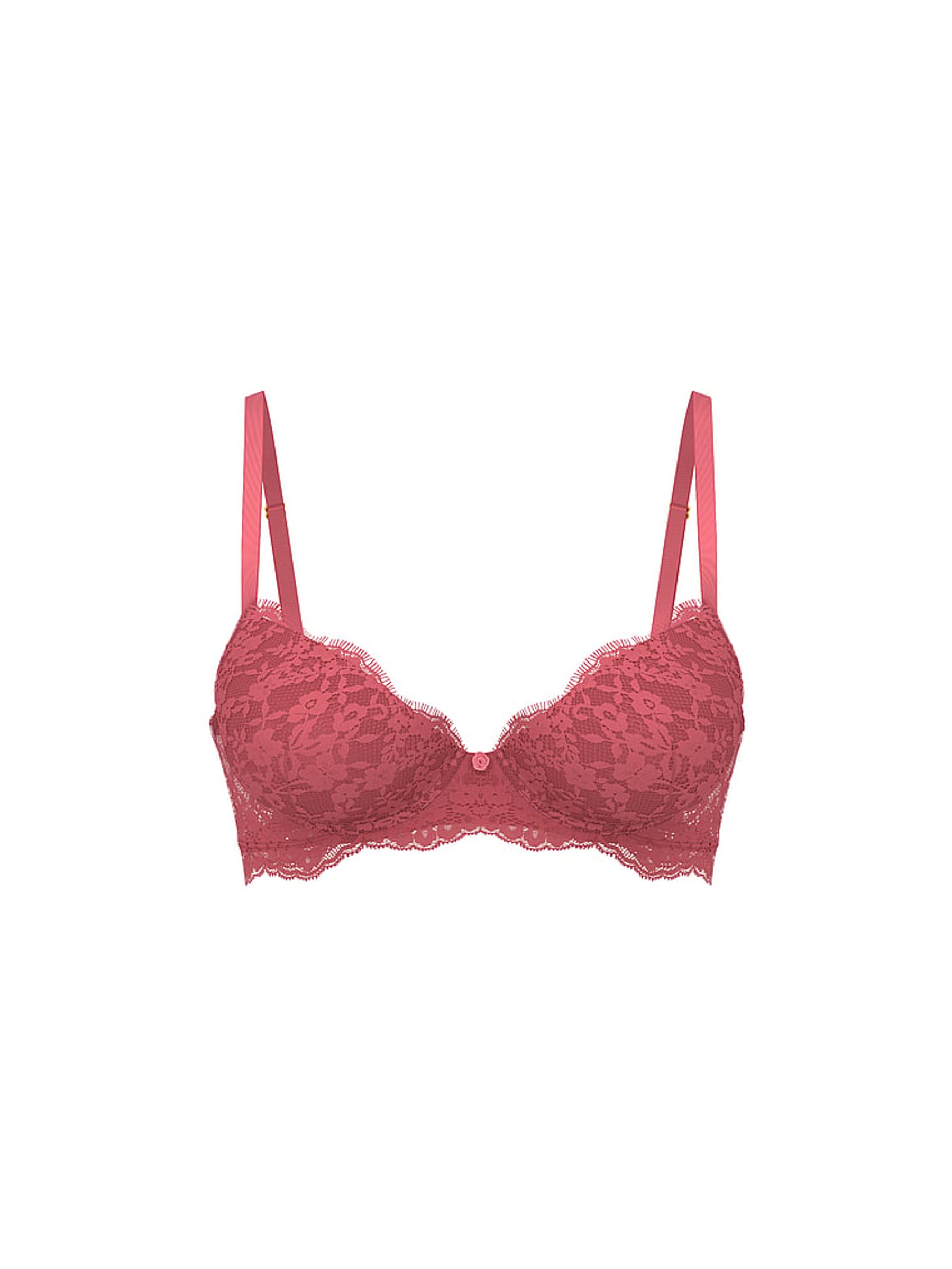 Seductive Rose Pink Lightly Lined Demi Lace Bra - Image 3 of 3