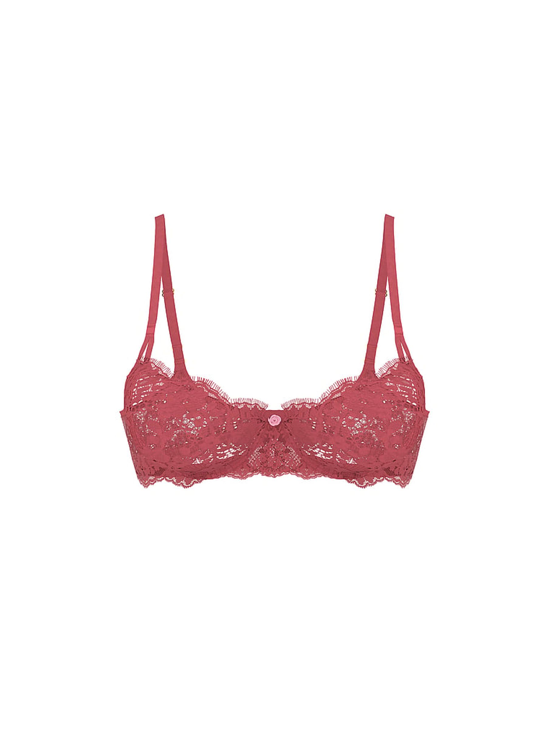 Seductive Rose Pink Unlined Balcony Lace Bra - Image 3 of 3