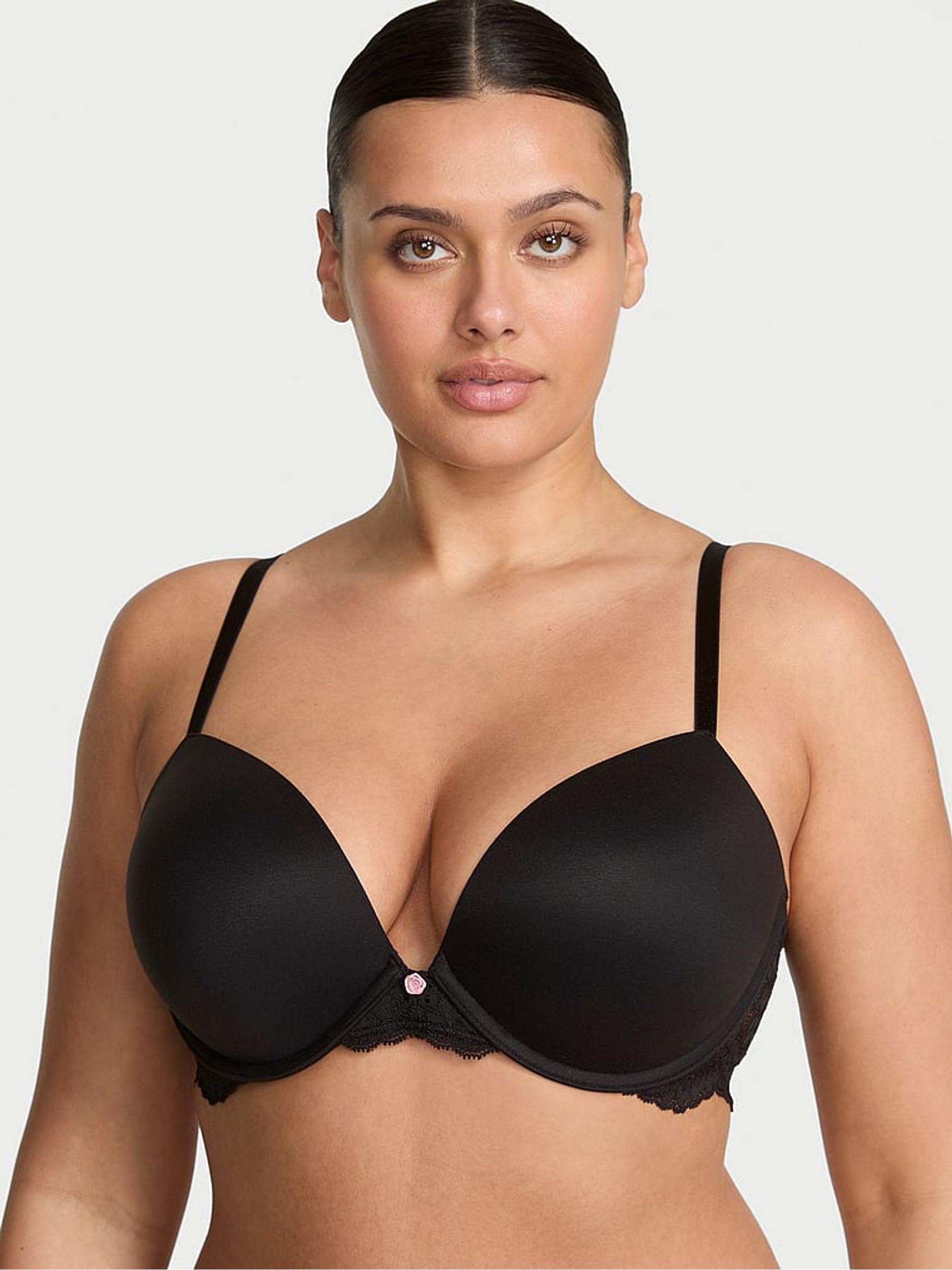 Black Lace Trim Push Up Bra - Image 1 of 2