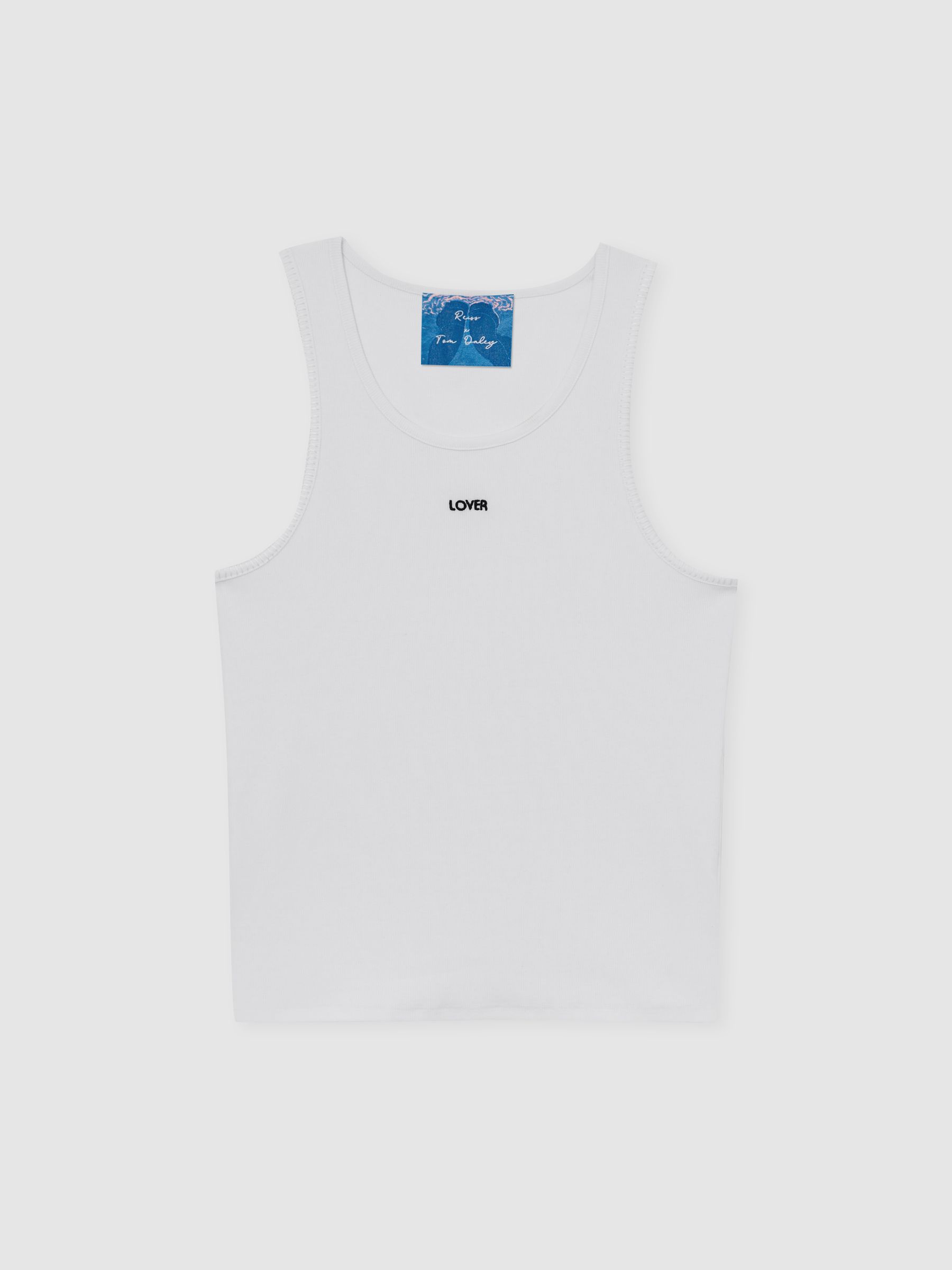 Reiss | Tom Daley Cotton Lover Vest with Stretch in White - Image 2 of 5