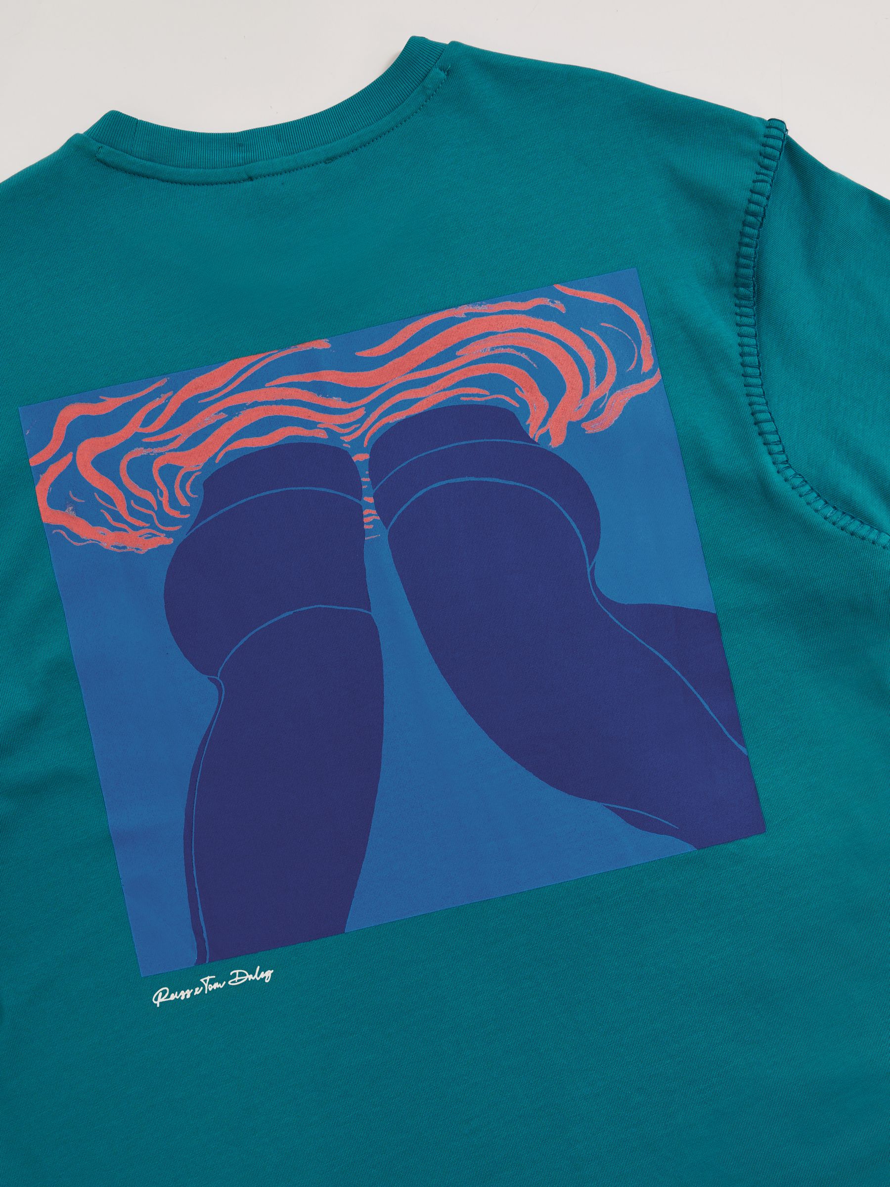 Reiss | Tom Daley Graphic-Print T-Shirt in Teal Green - Image 5 of 5