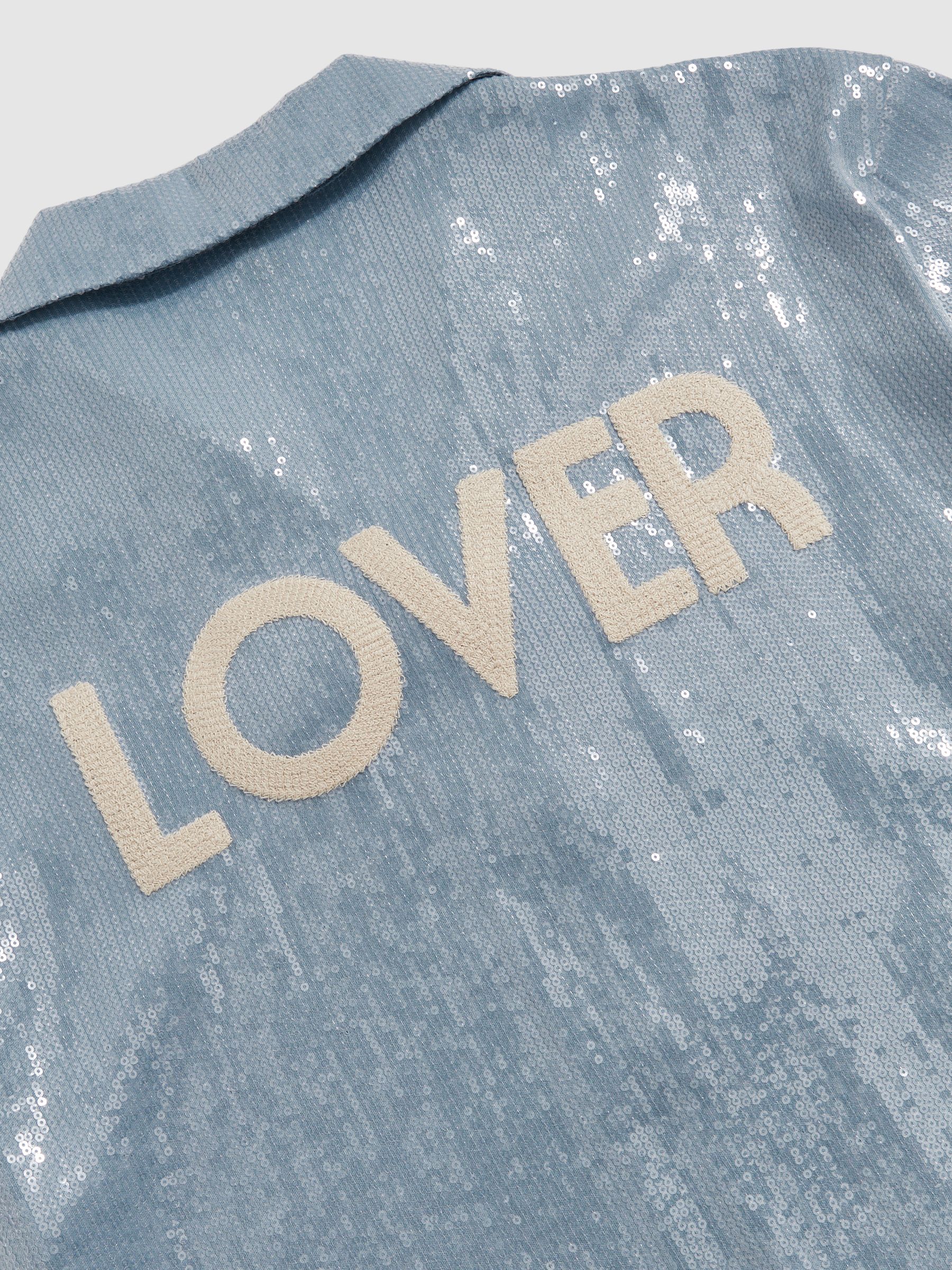 Reiss | Tom Daley Sequin Lover Shirt in Soft Blue - Image 5 of 5