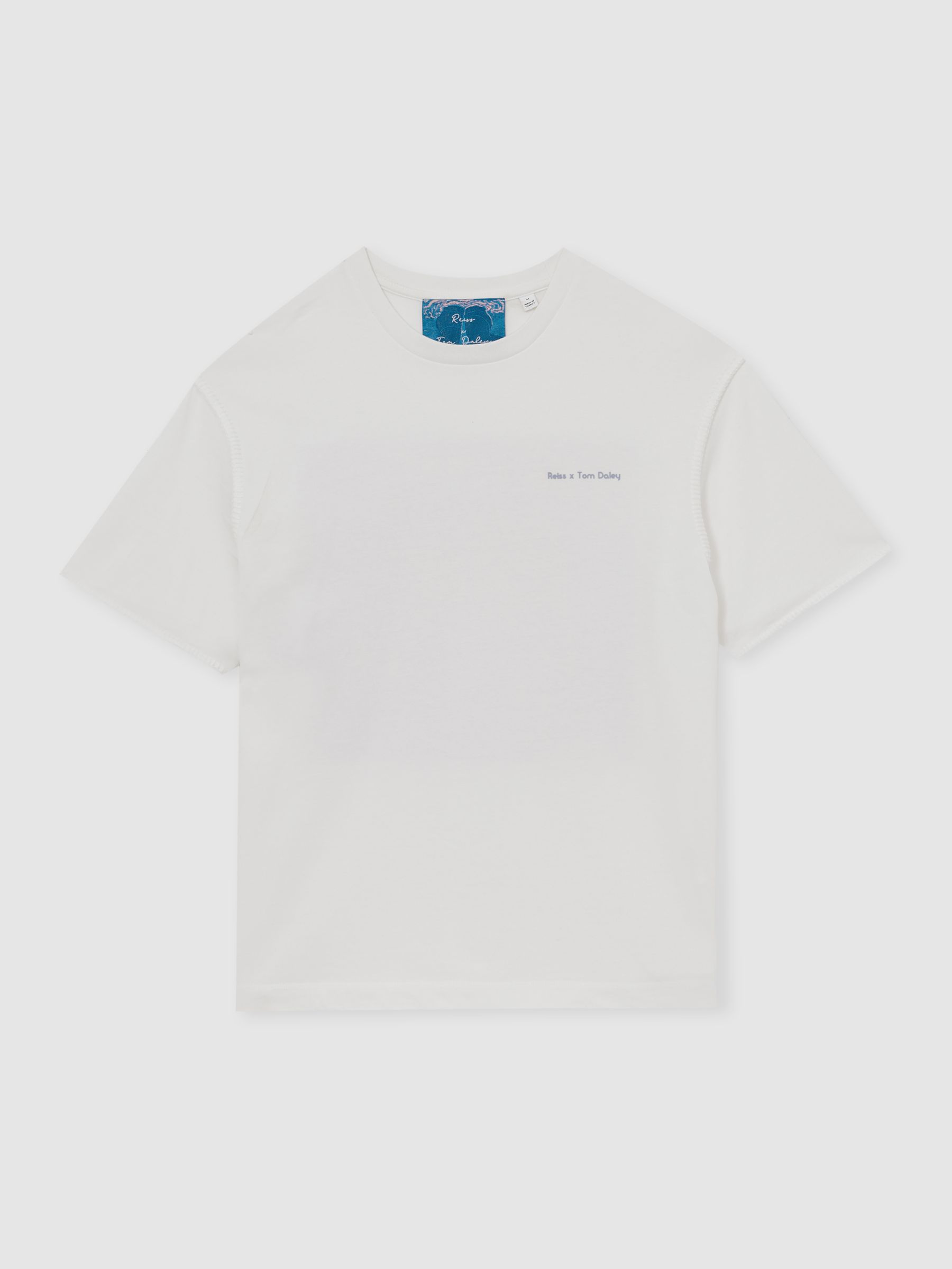 Reiss | Tom Daley Graphic-Print T-Shirt in White - Image 2 of 5