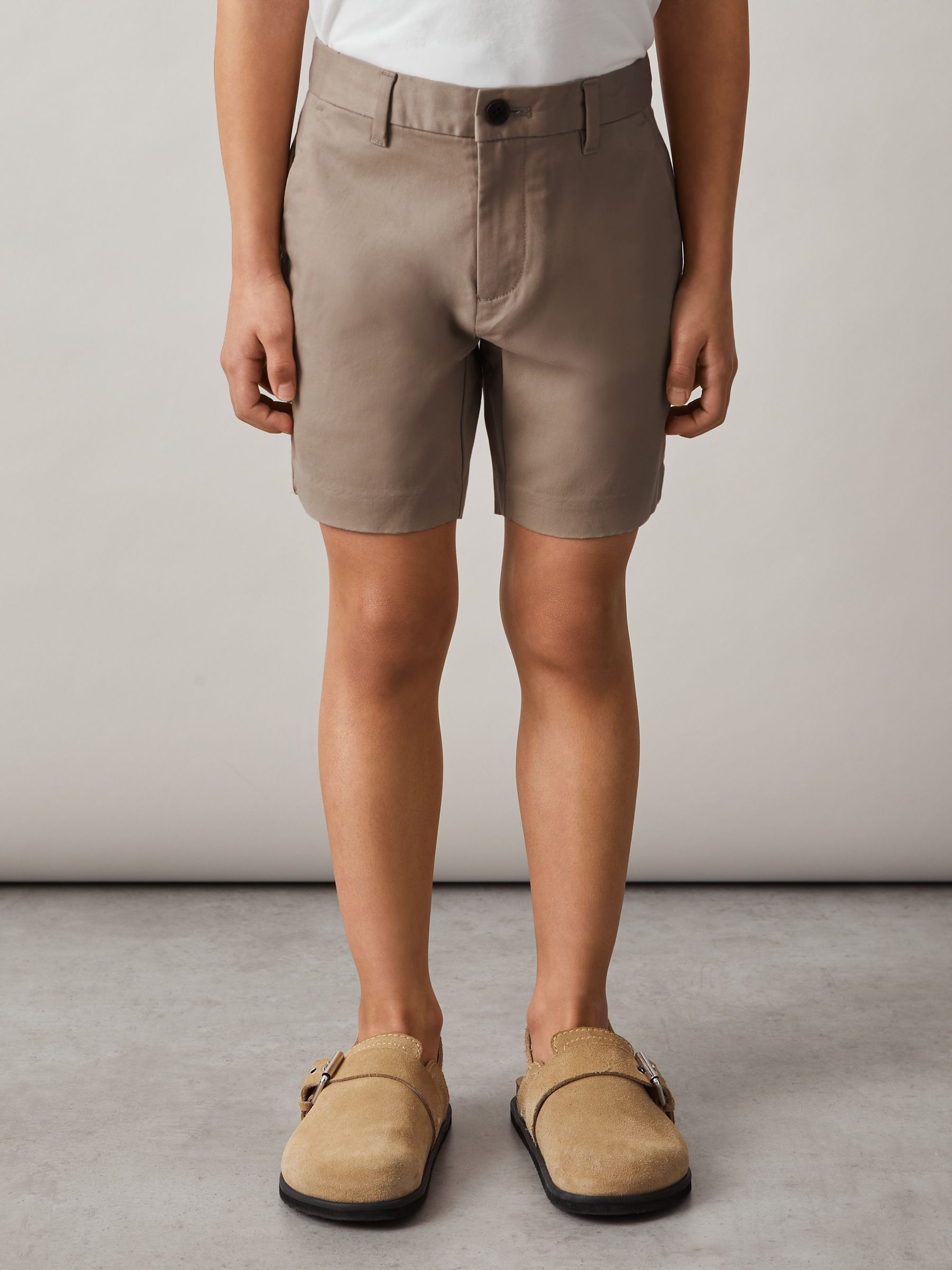 Cotton Chino Shorts with Stretch in Stone - Image 4 of 5