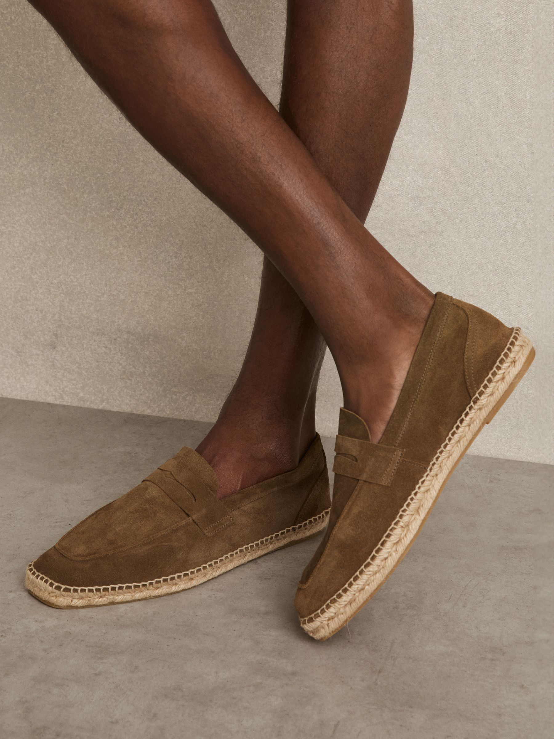 Suede Penny-Strap Espadrilles in Stone - Image 5 of 6