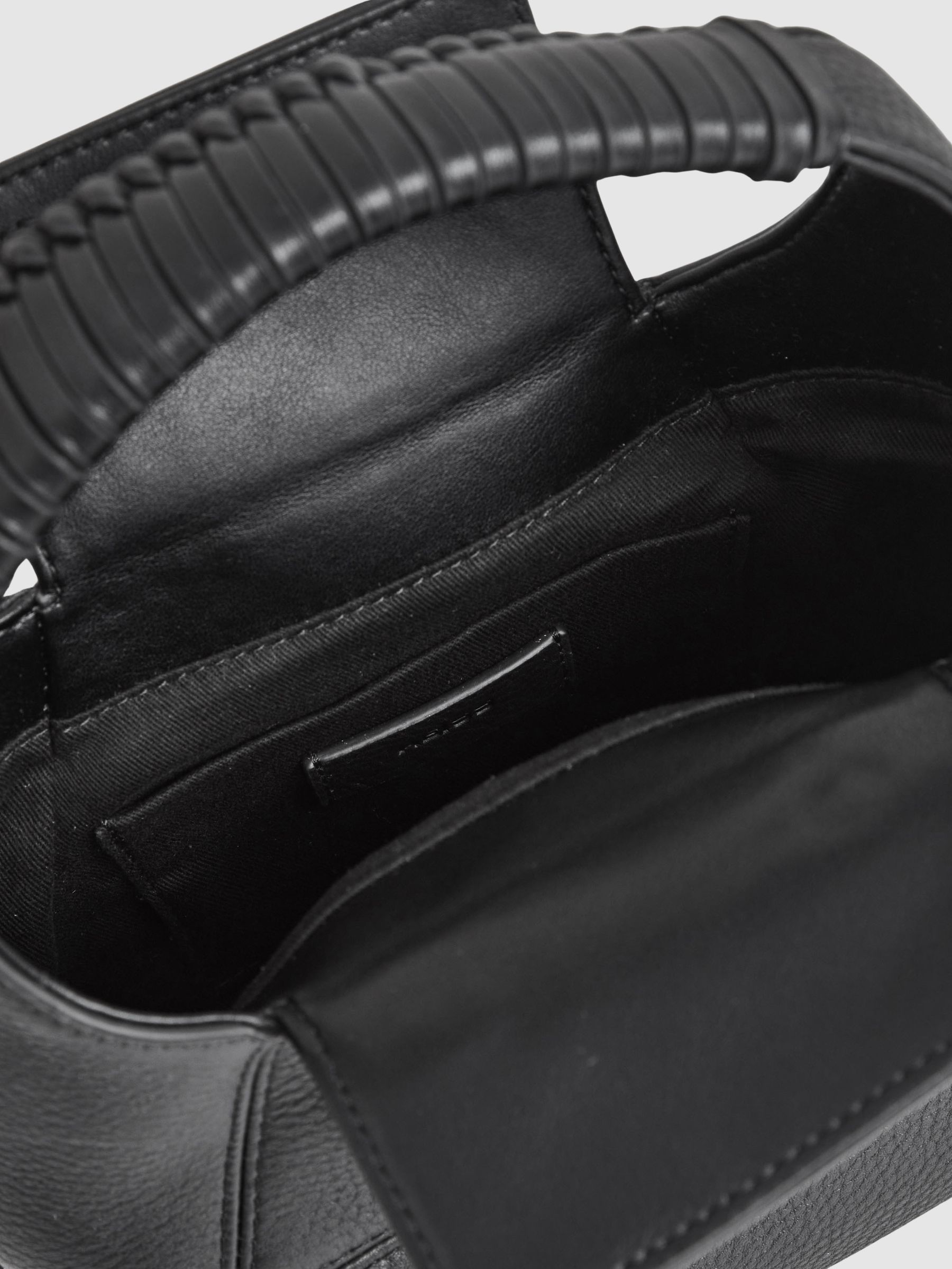 Reiss Grained-Leather Crossbody Bag in Black | REISS