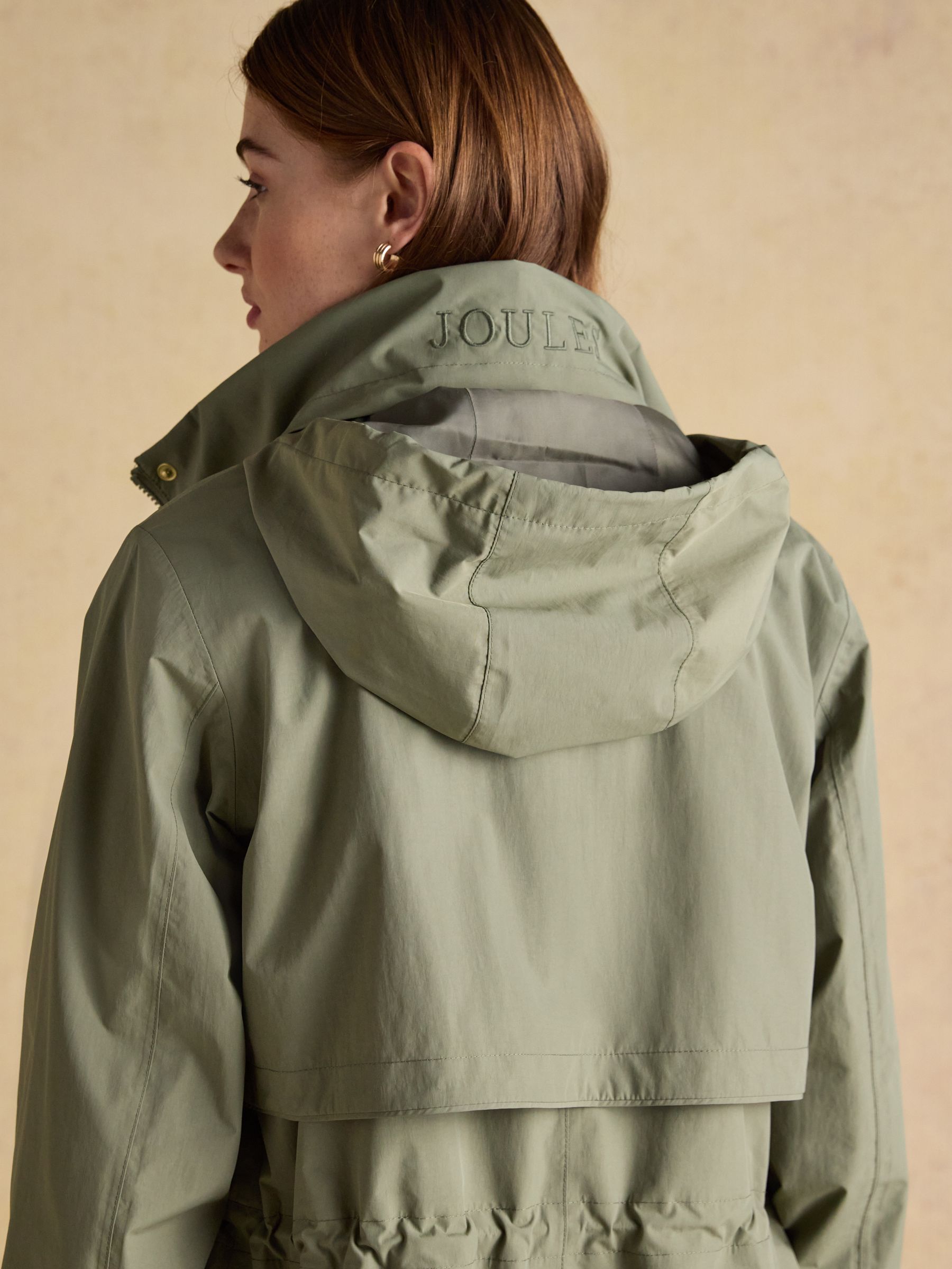 Hensley Khaki Green Longline Waterproof Coat with Packable Hood - Image 11 of 12