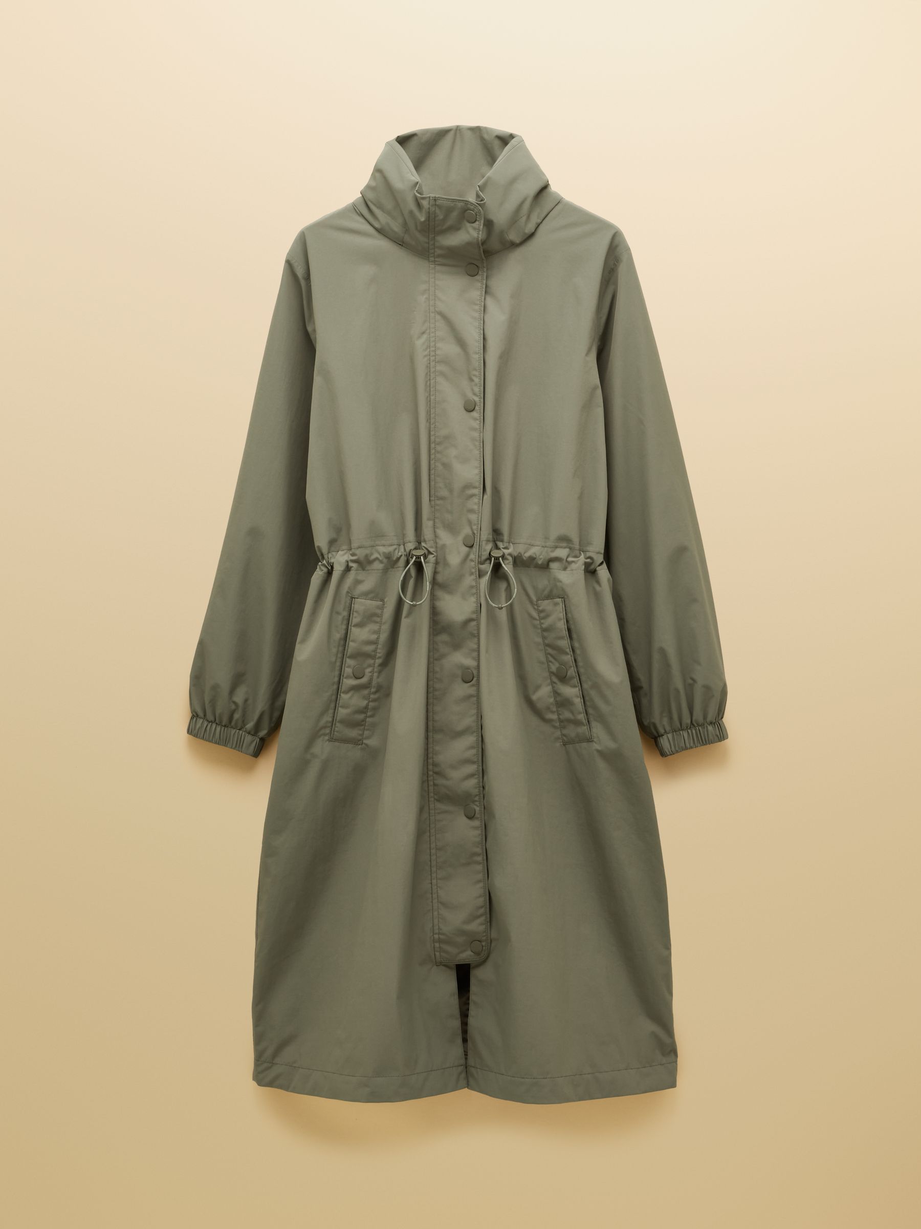 Hensley Khaki Green Longline Waterproof Coat with Packable Hood - Image 12 of 12