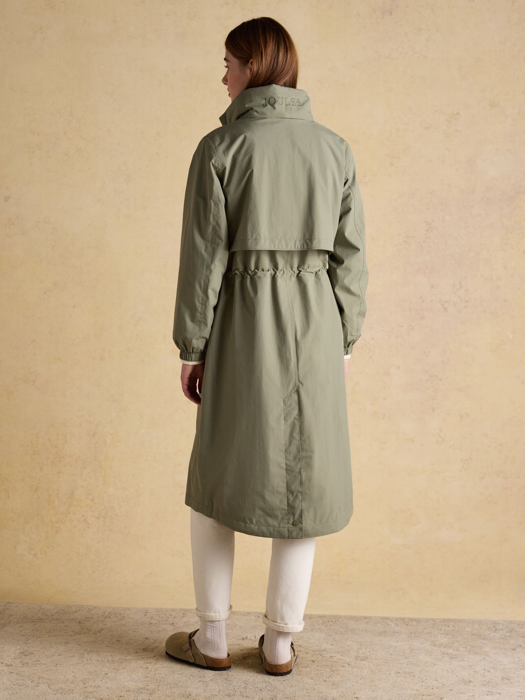 Hensley Khaki Green Longline Waterproof Coat with Packable Hood - Image 2 of 12