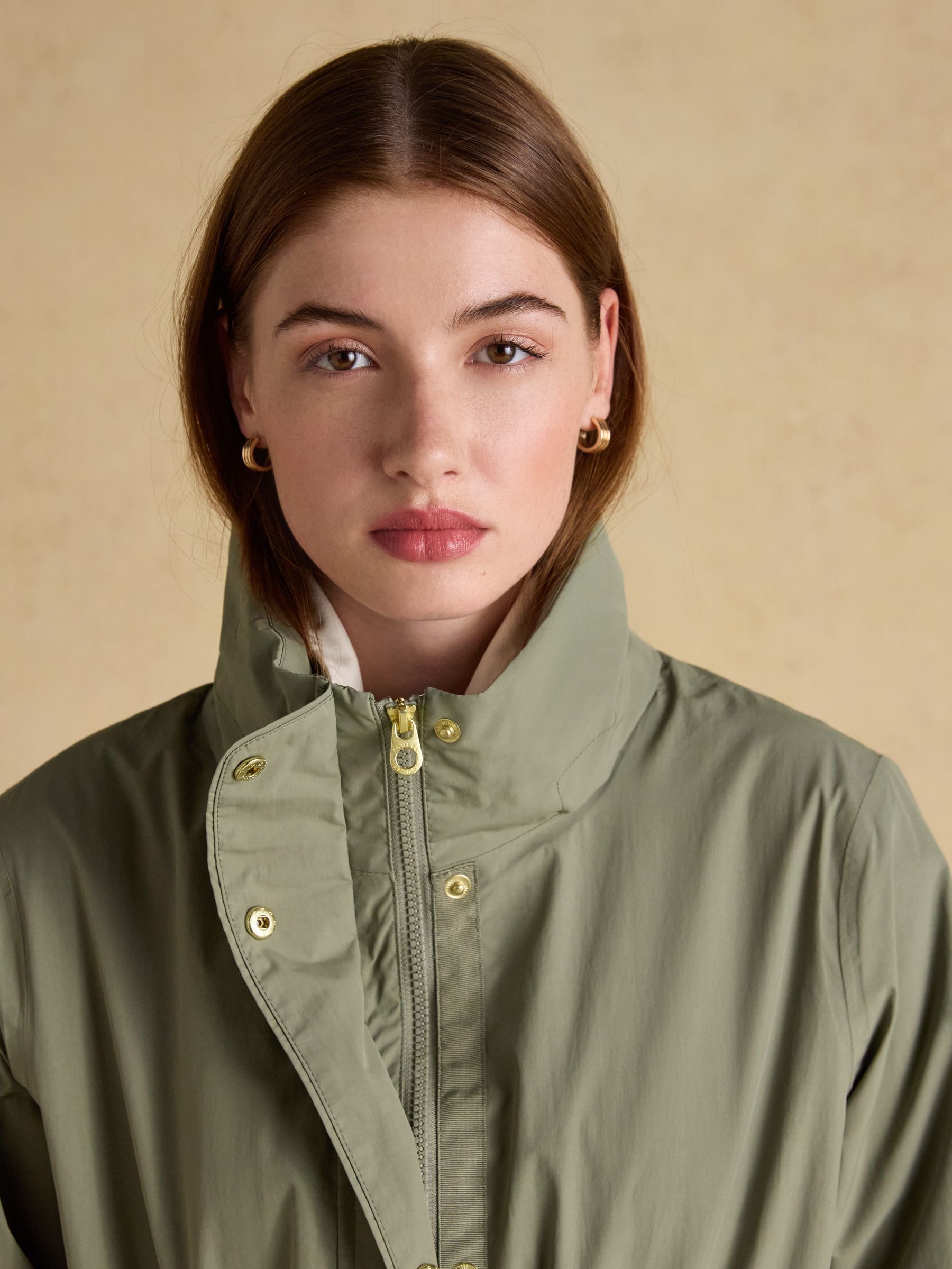 Hensley Khaki Green Longline Waterproof Coat with Packable Hood - Image 4 of 12