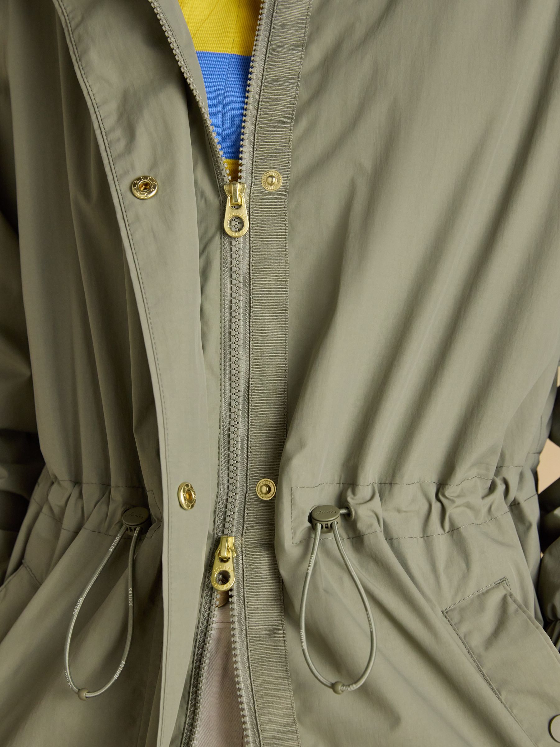 Hensley Khaki Green Longline Waterproof Coat with Packable Hood - Image 6 of 12