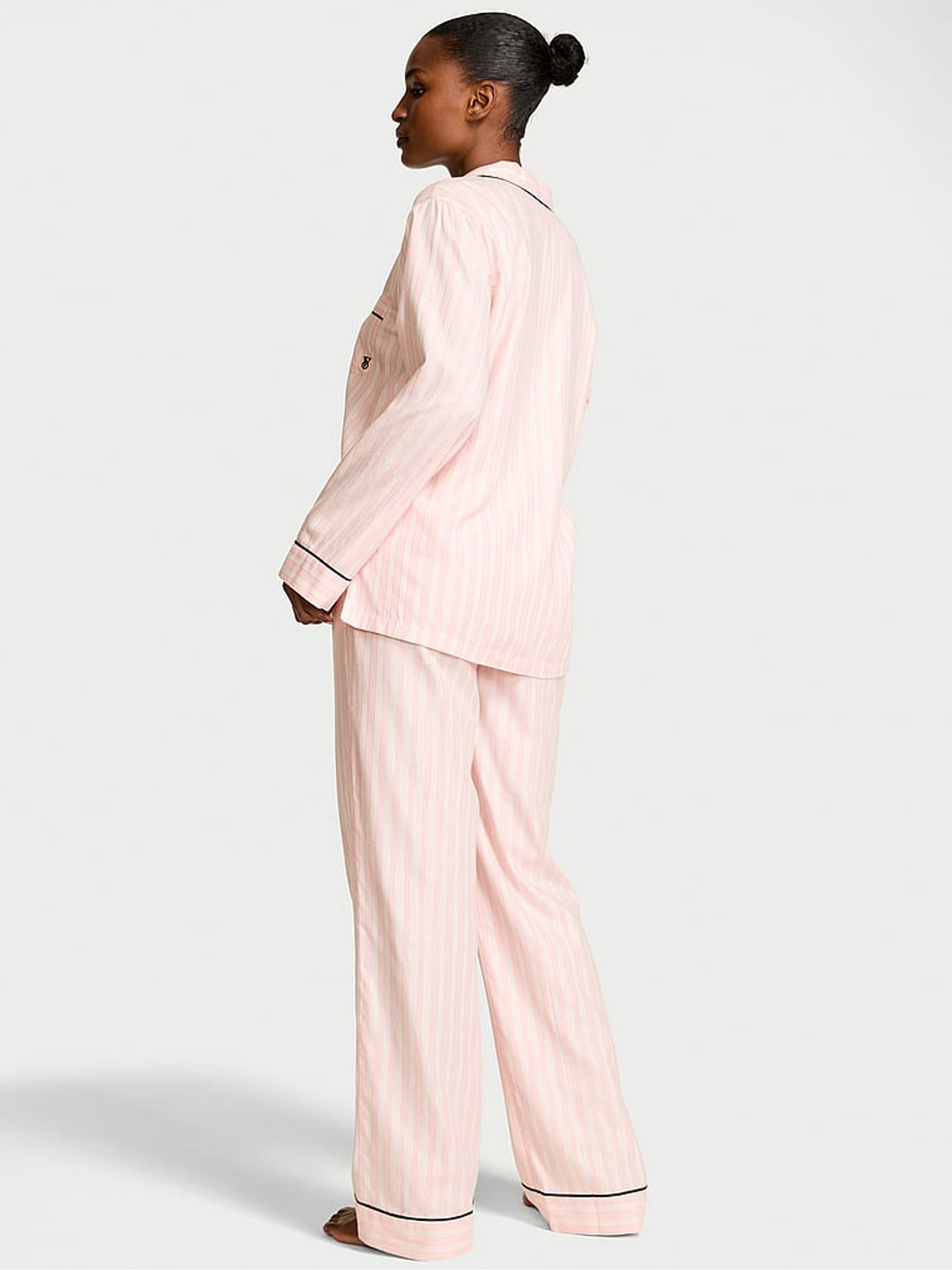 Pretty Blossom Pink Stripe Flannel Long Pyjamas Set - Image 2 of 4