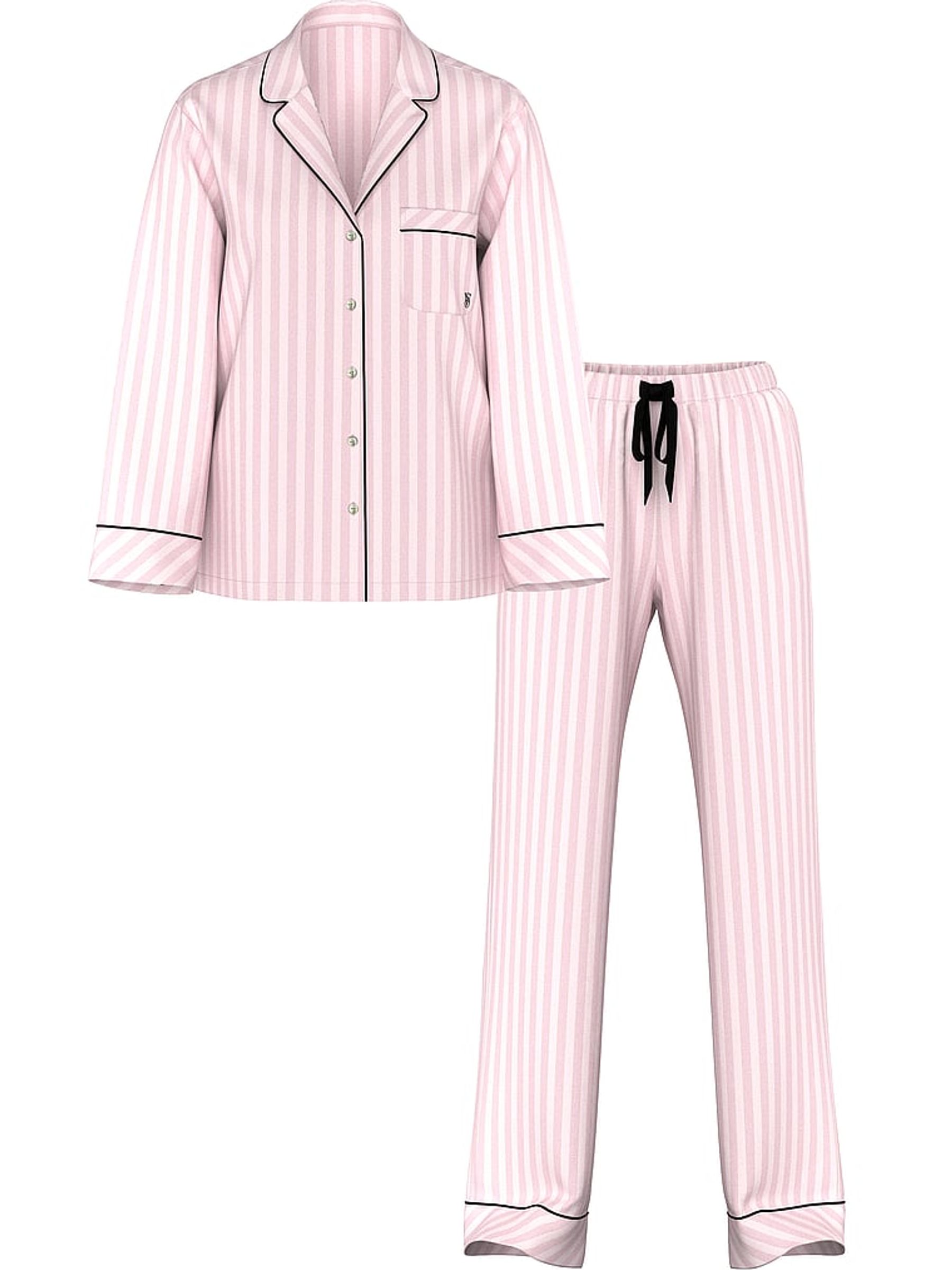 Pretty Blossom Pink Stripe Flannel Long Pyjamas Set - Image 3 of 4