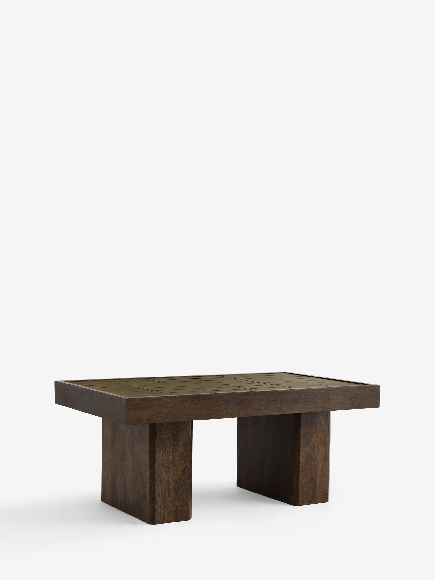 Stellan Mango Wood Coffee Table in Green Tile Effect - Image 4 of 5