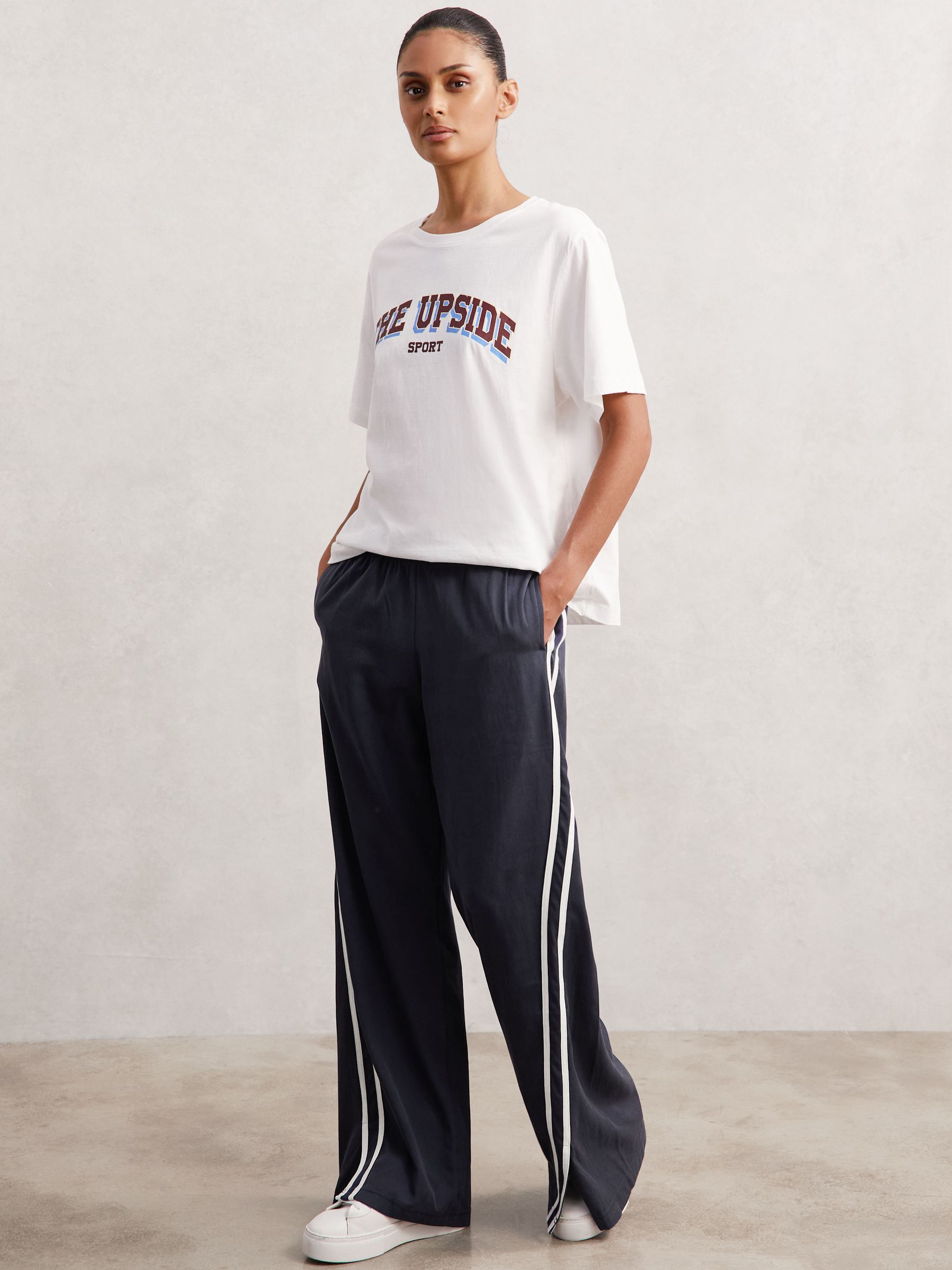The Upside Side-Stripe Jersey Joggers in Navy - Image 1 of 5 The Upside Side-Stripe Jersey Joggers in Navy - Image 1 of 5