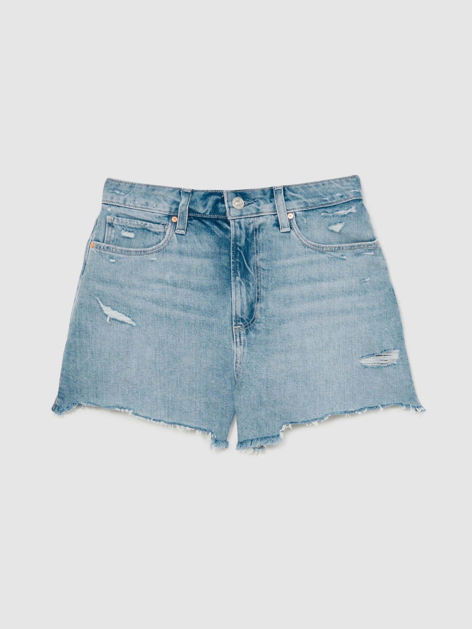 Paige Raw Hem Shorts in Light Blue - Image 2 of 5