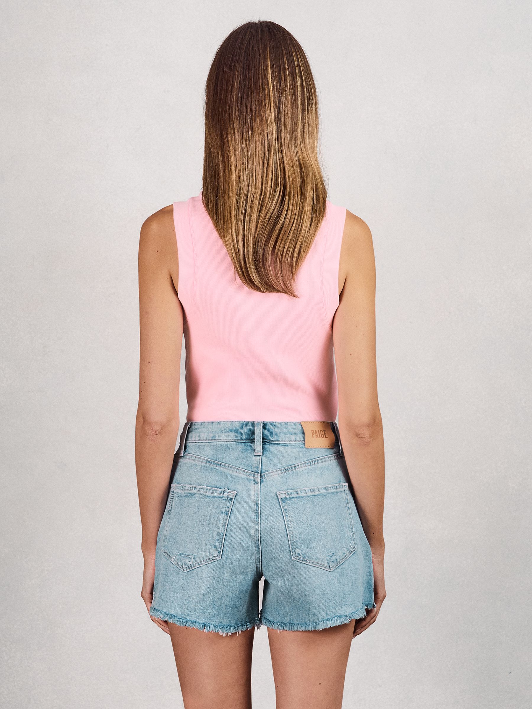 Paige Raw Hem Shorts in Light Blue - Image 4 of 5