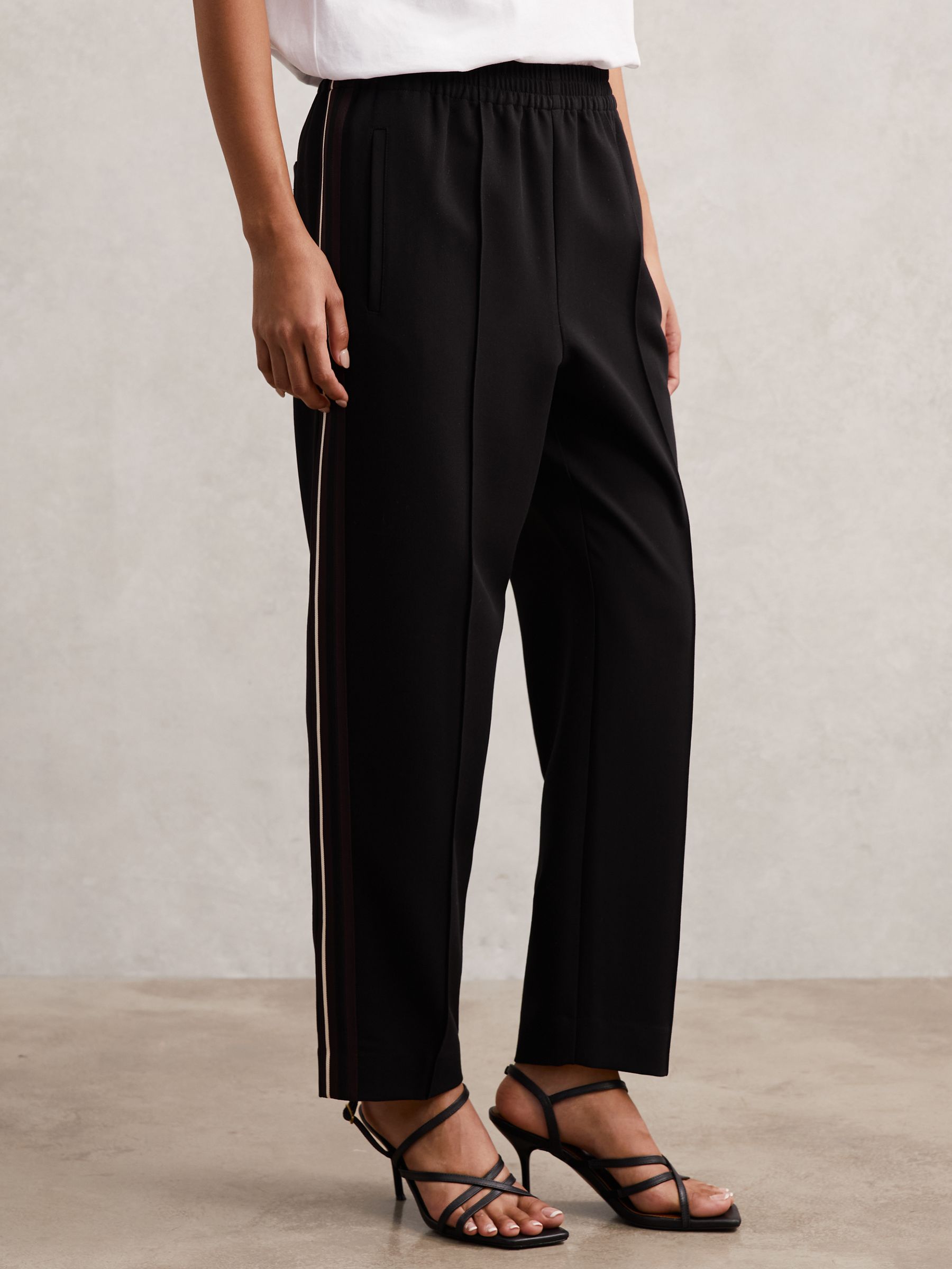 Side-Stripe Wide-Leg Trousers in Black - Image 3 of 6