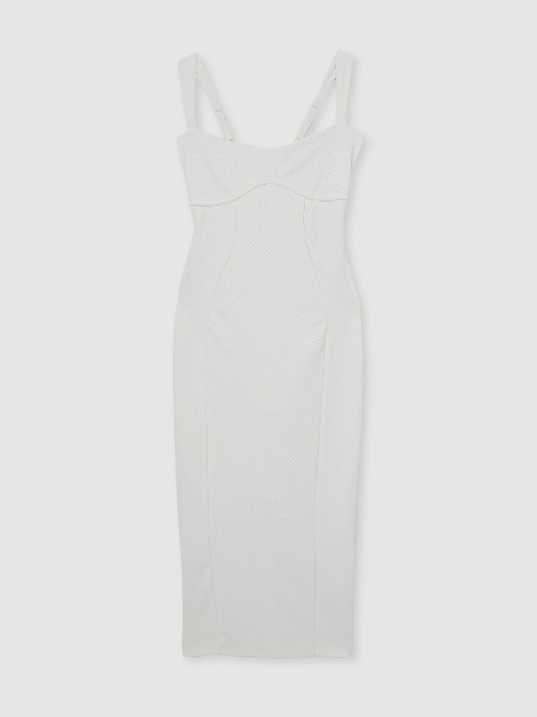 Good American Scuba Crystal Midi Dress in White - Image 2 of 5