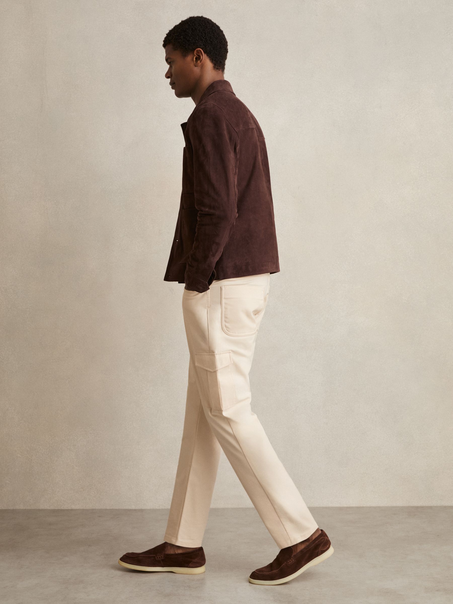 Cotton-Lyocell Cargo Trousers in Light Stone - Image 3 of 6