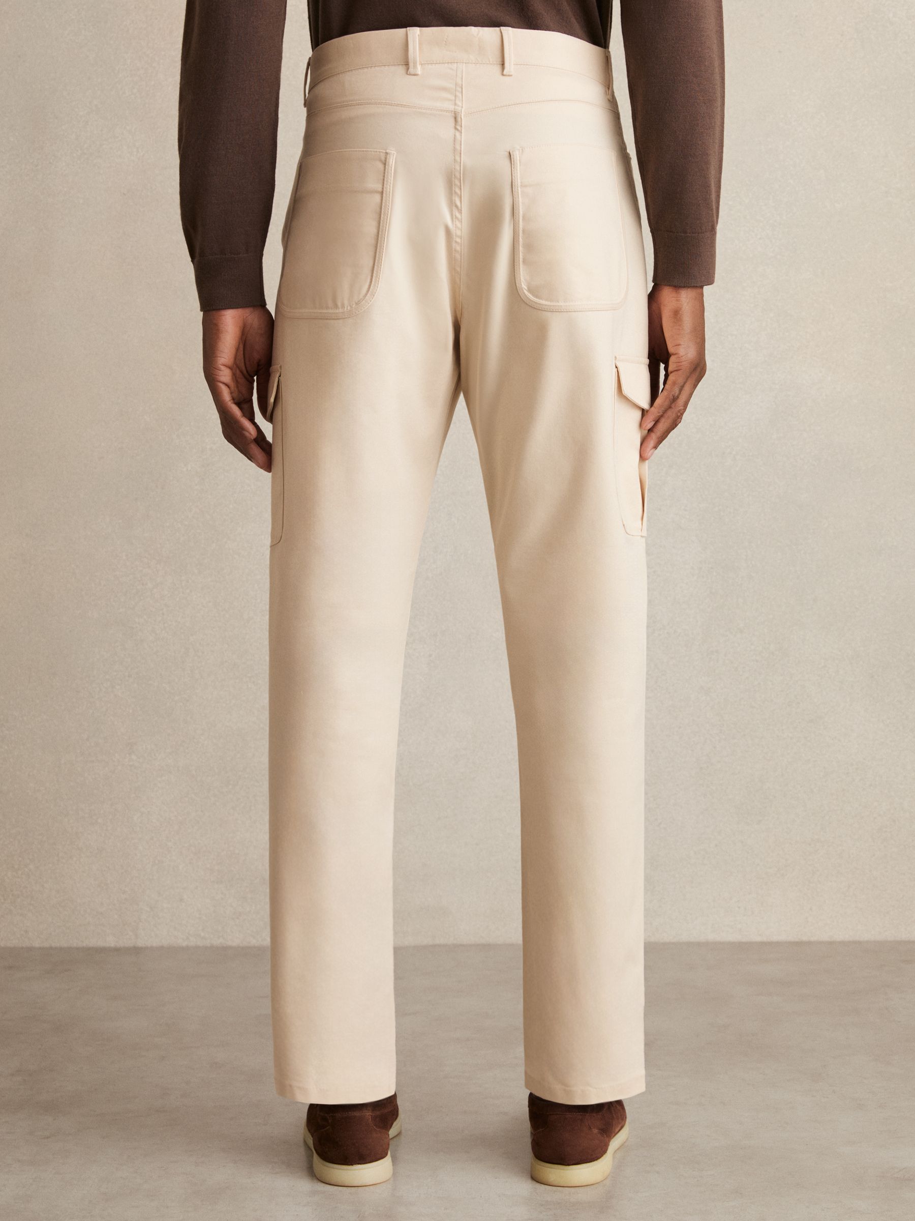 Cotton-Lyocell Cargo Trousers in Light Stone - Image 5 of 6