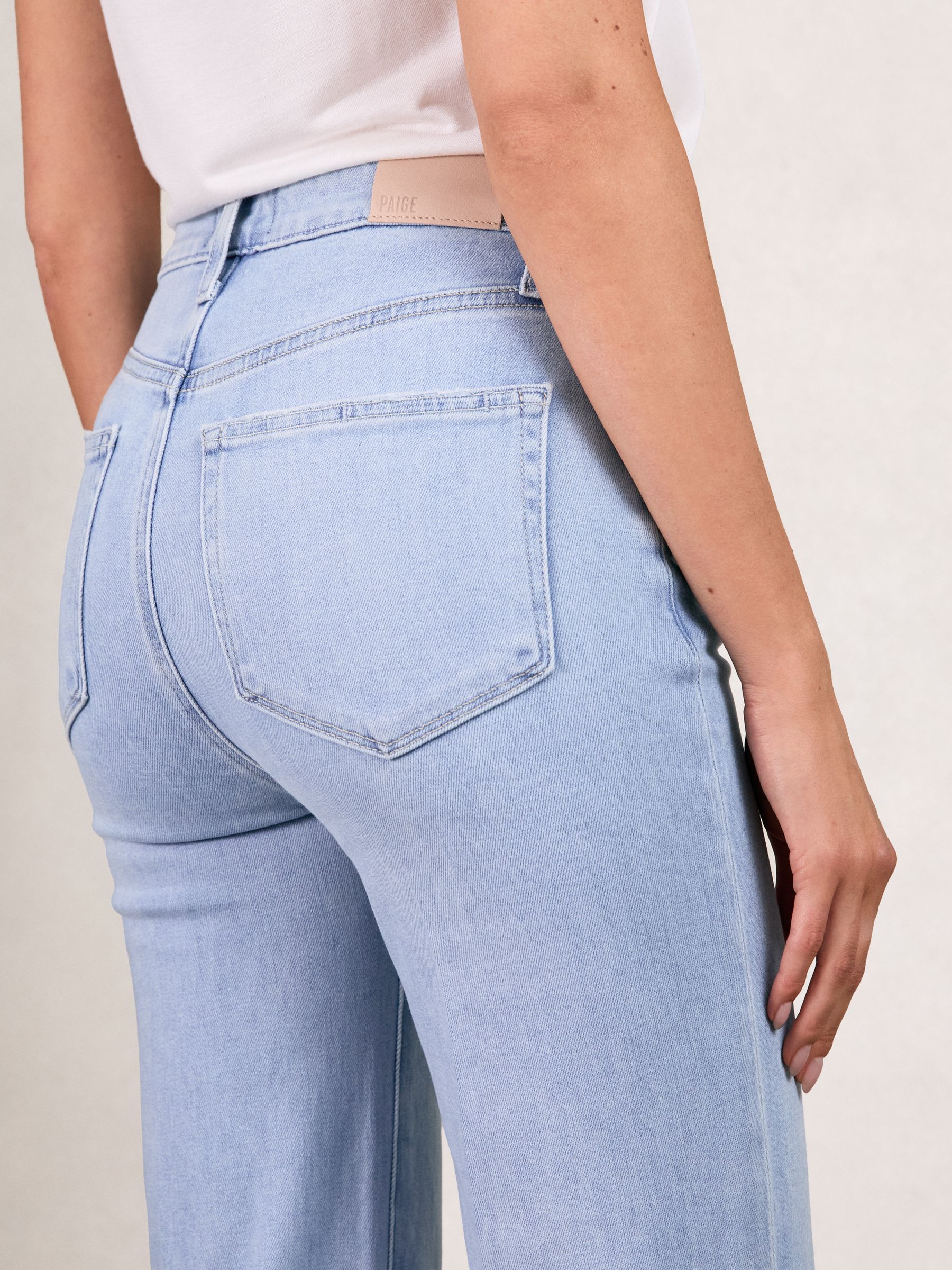 Paige Mid-Rise Flared Jeans in Light Blue - Image 3 of 5