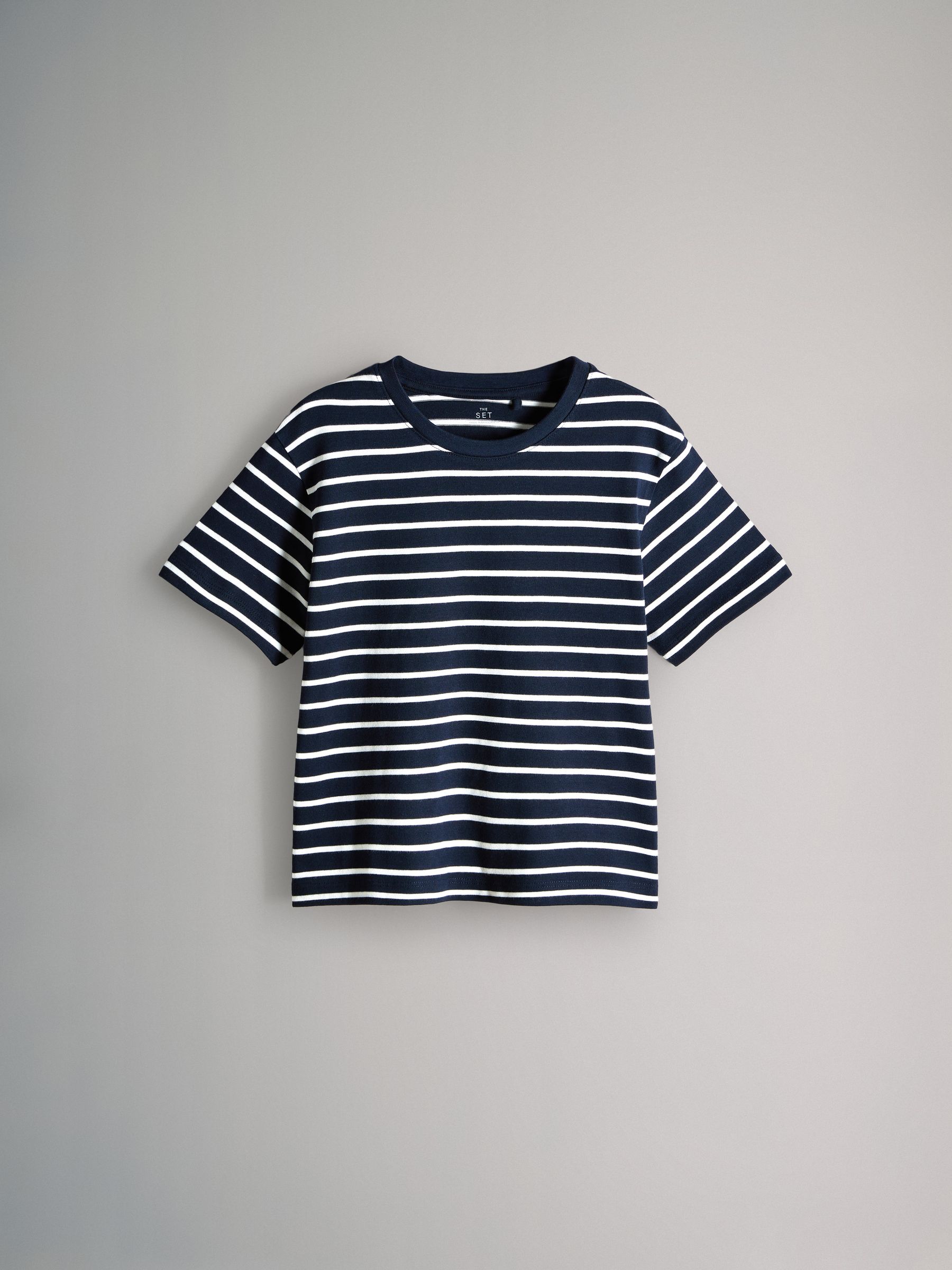 Navy/Blue/White/Stripe - 4 Pack Oversized Short Sleeve Heavyweight Cotton T-Shirts - Image 4 of 7