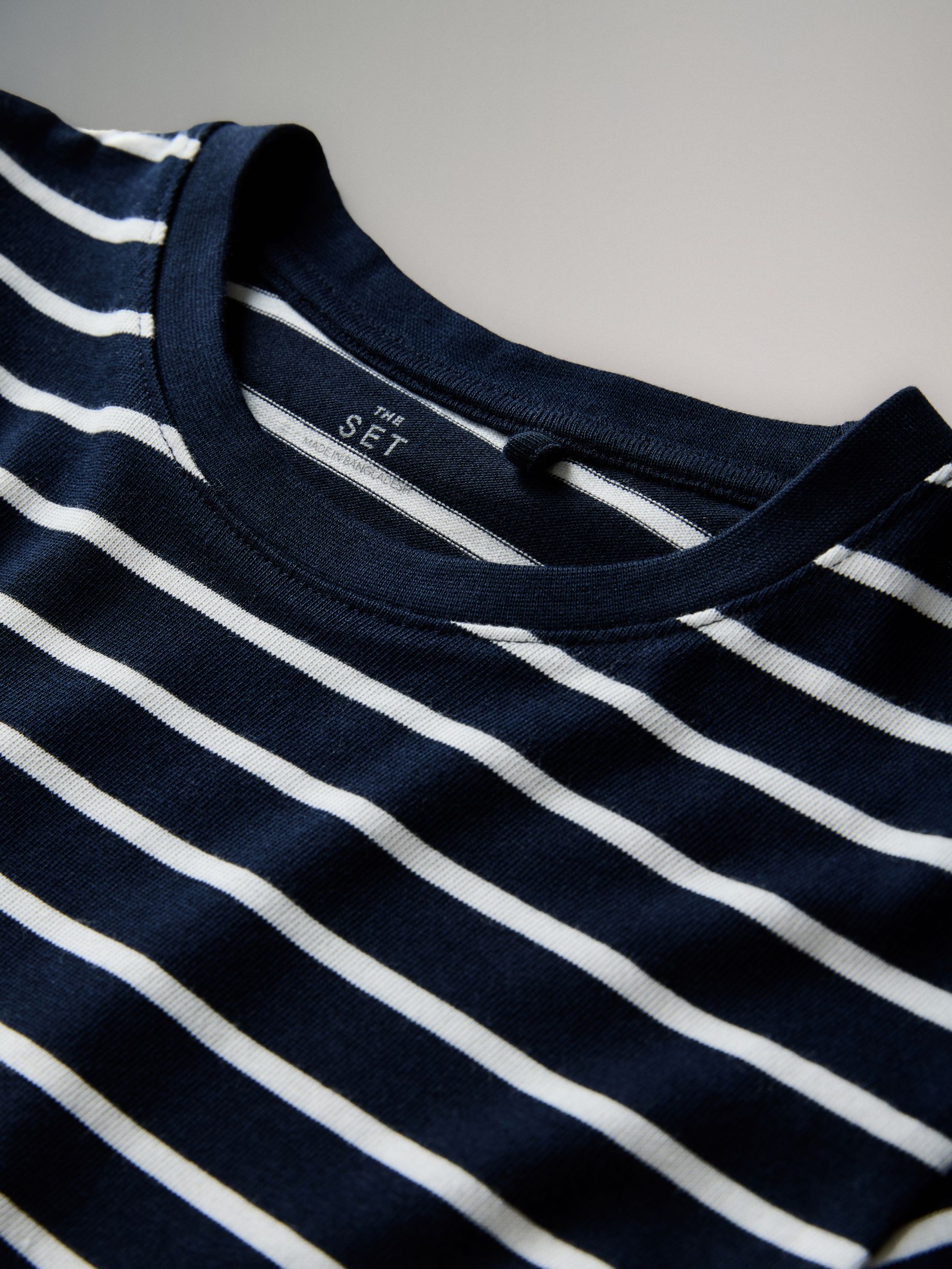 Navy/Blue/White/Stripe 4 Pack Oversized Short Sleeve Heavyweight Cotton T-Shirts - Image 6 of 6