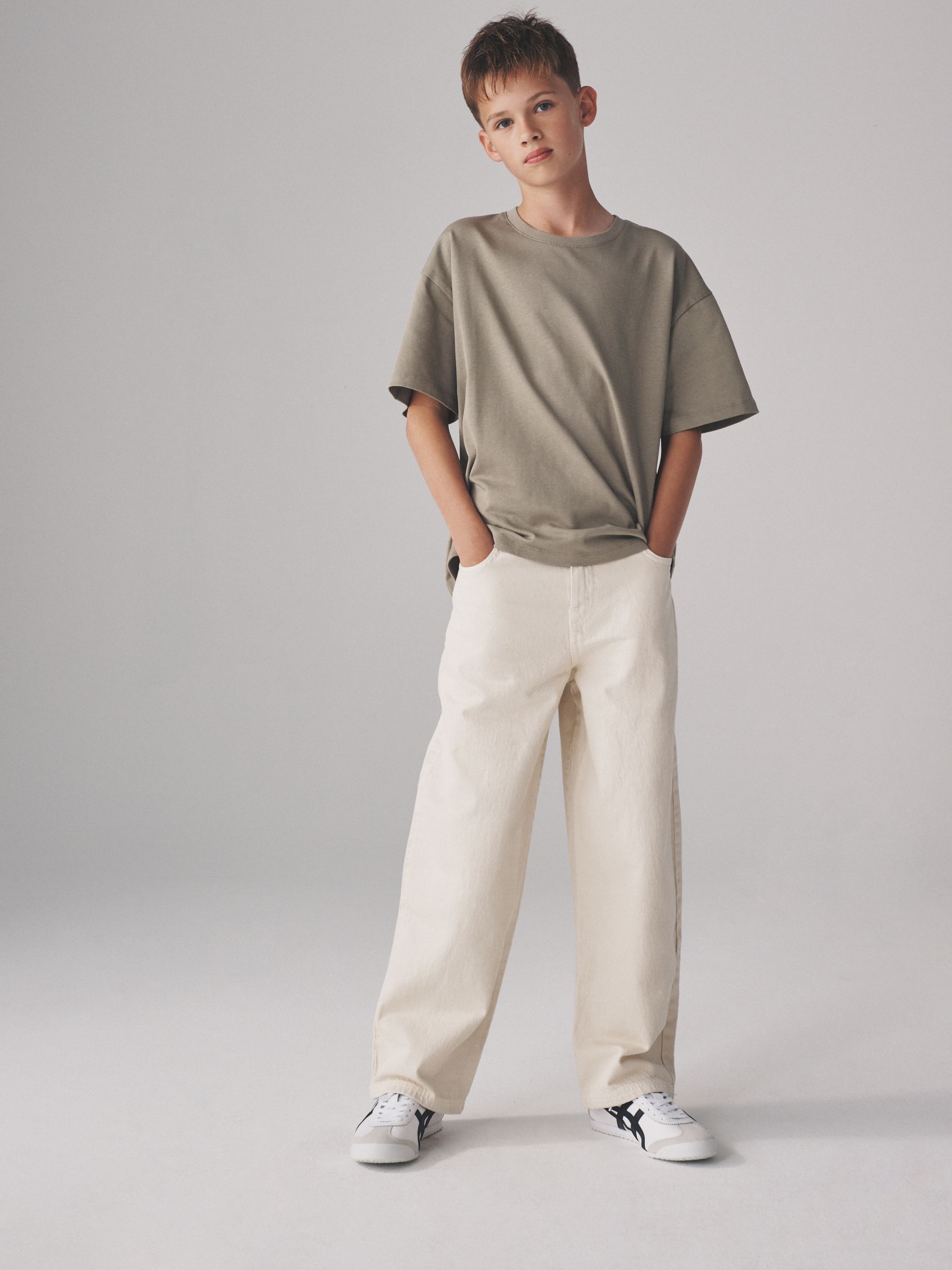 Black/Grey Marl/Green/White - 4 Pack Oversized Short Sleeve Heavyweight Cotton T-Shirts - Image 3 of 12