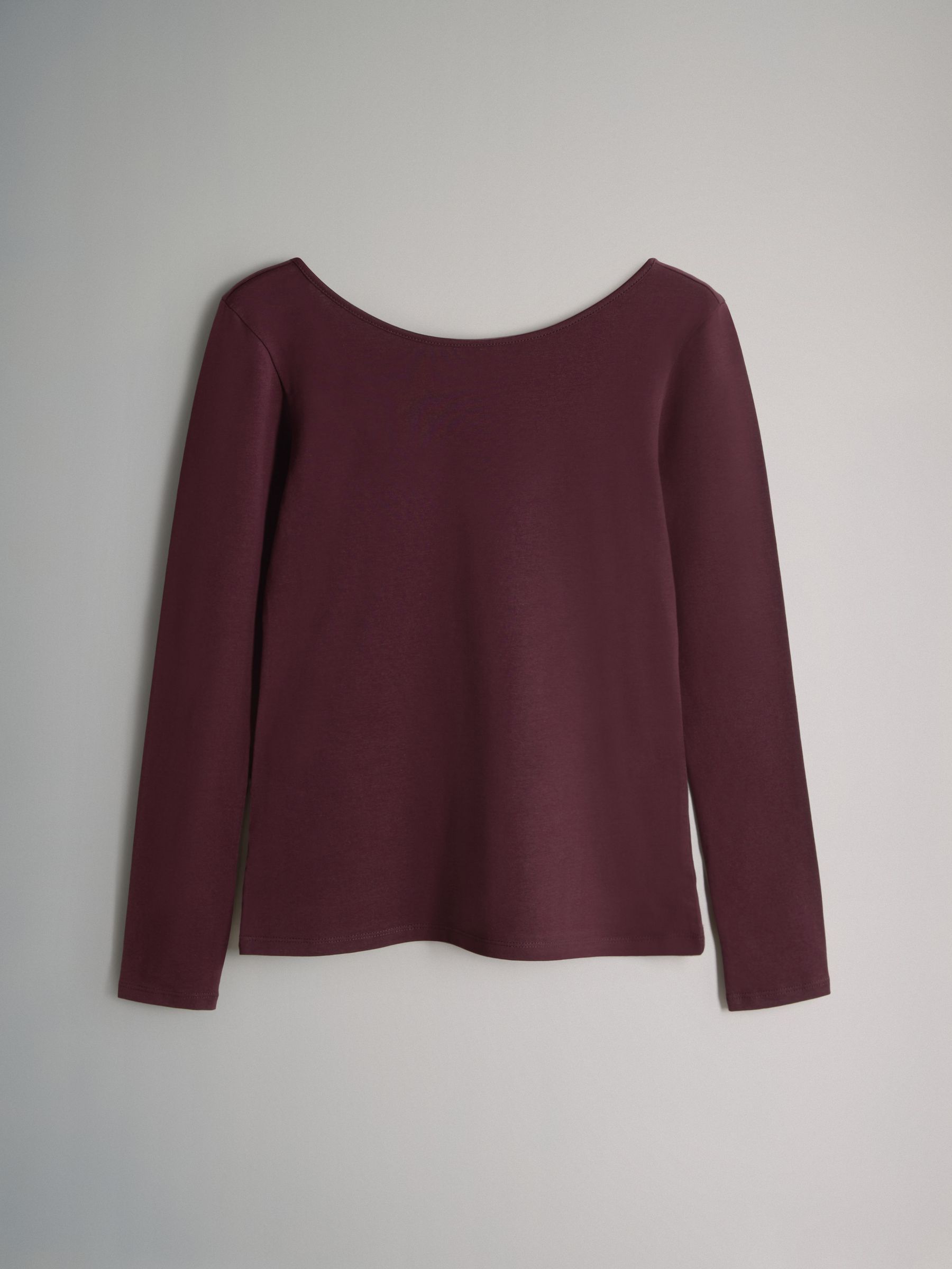 Navy Blue/Chocolate Brown/Dark Red/Mid Pink - 4 Pack Scoop Back Long Sleeved T-Shirts - Image 3 of 7