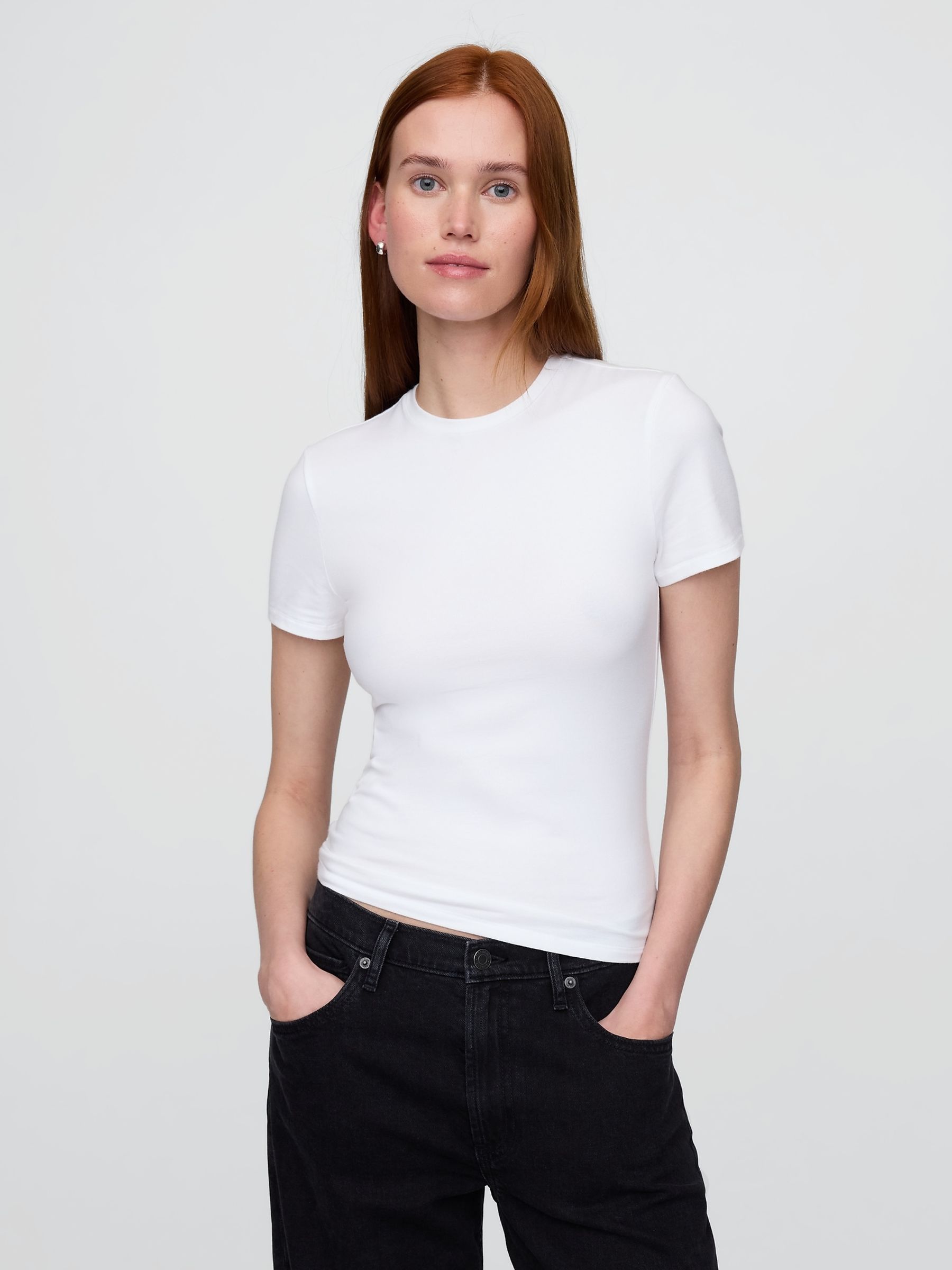 White Close Knit Jersey T-Shirt - Image 1 of 5
